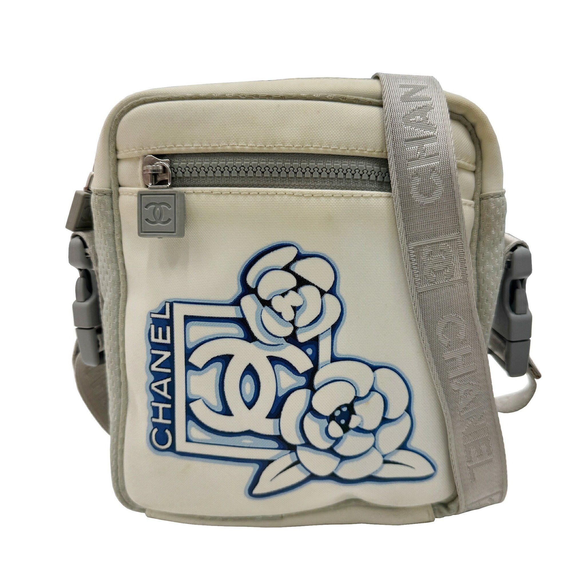 image of Chanel Sportsline Camellia Shoulder Bag Nylon Canvas Ivory No. 10 Women's Men's