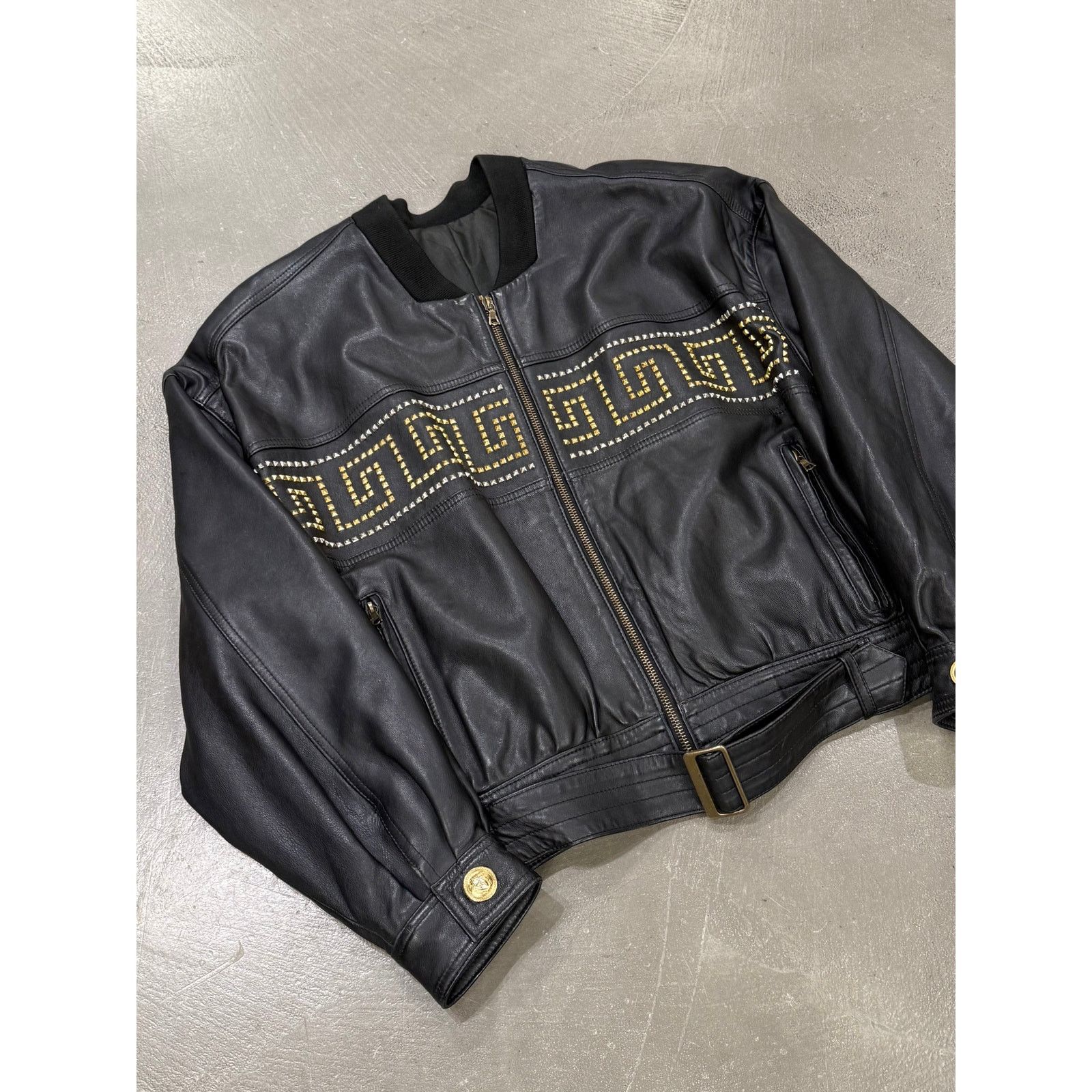 Versace 1990s Gianni Versace leather jacket with gold studs details Size US M / EU 48-50 / 2 - 2 Thumbnail