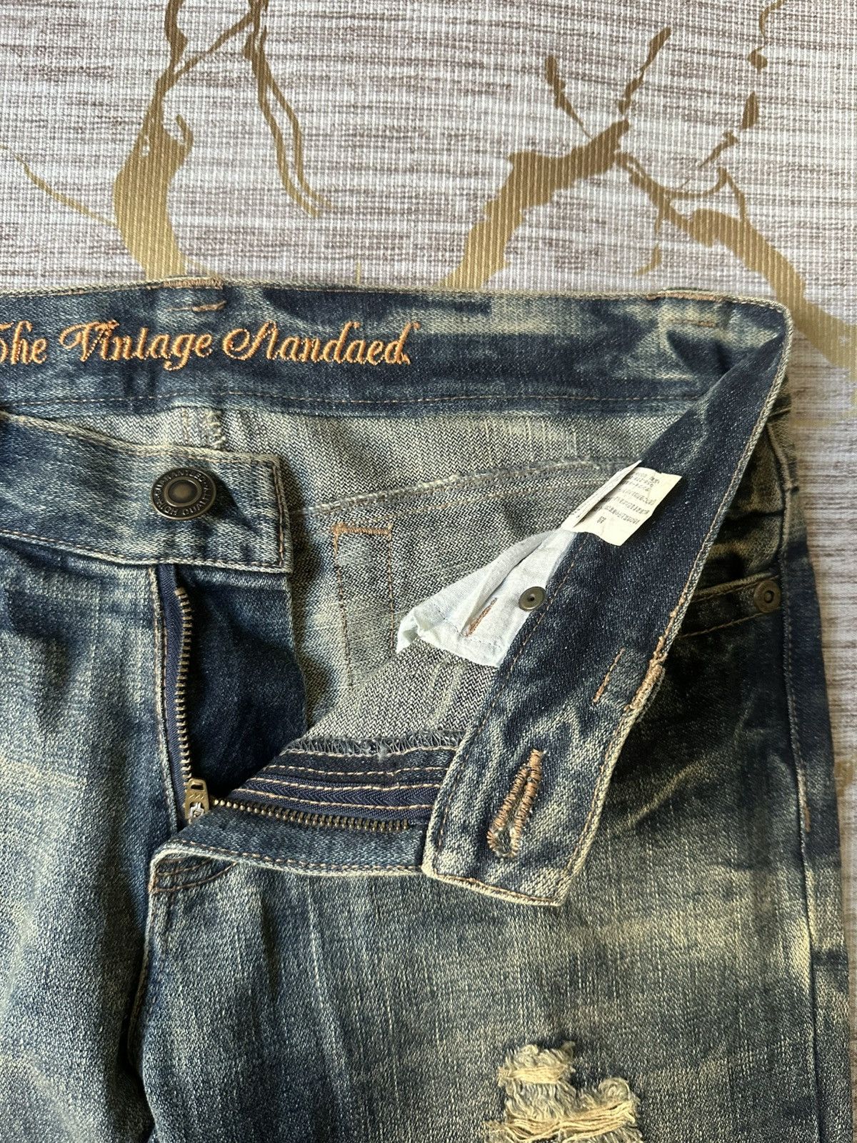 Tornado Mart FLARE Sky Bomber Distressed Claw Marks Design Denim Size US 31 - 17 Thumbnail