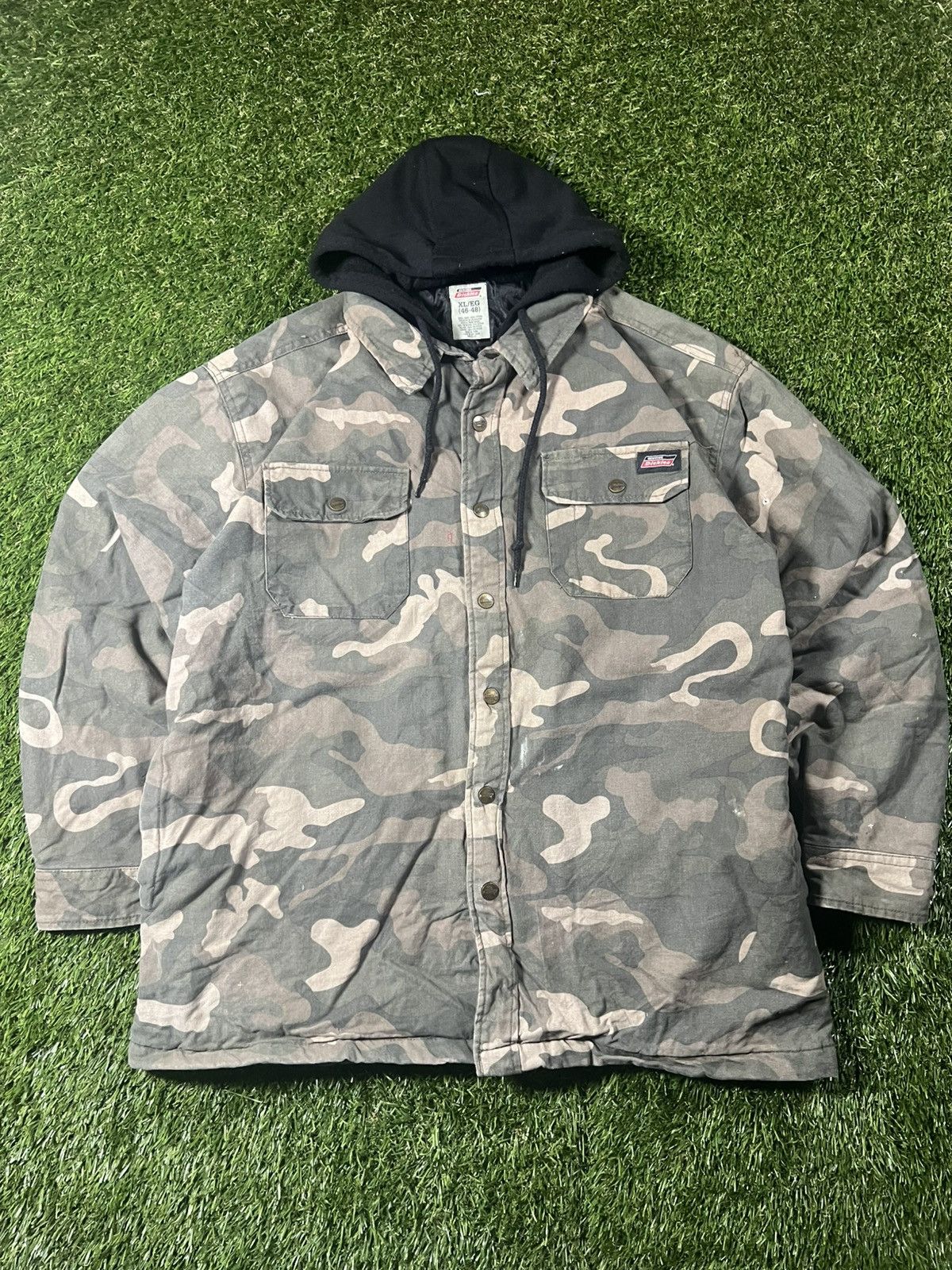 Dickies Vintage 90s Dickies Military Camo Fall Faded Hoodie Jacket Size US XL / EU 56 / 4 - 1 Thumbnail