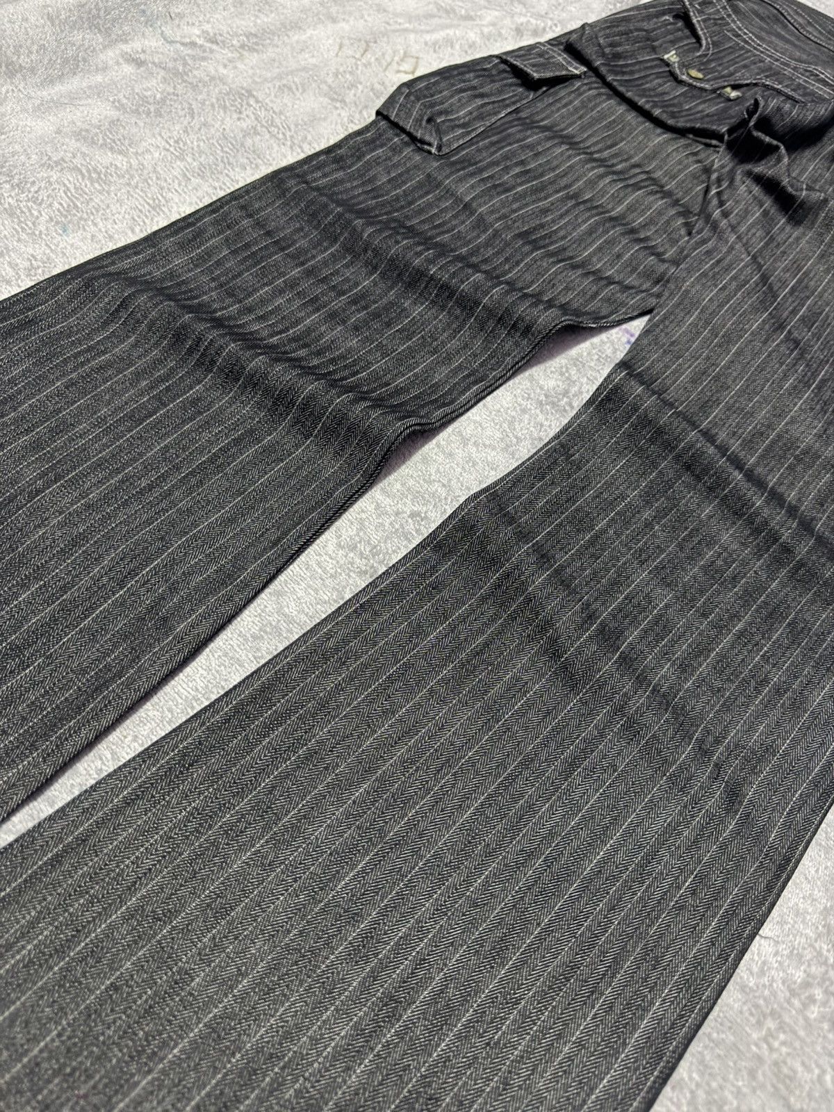 Tornado Mart Tornado Mart Japan Studded Herringbone Cargo Flared Jeans Size US 30 / EU 46 - 15 Thumbnail