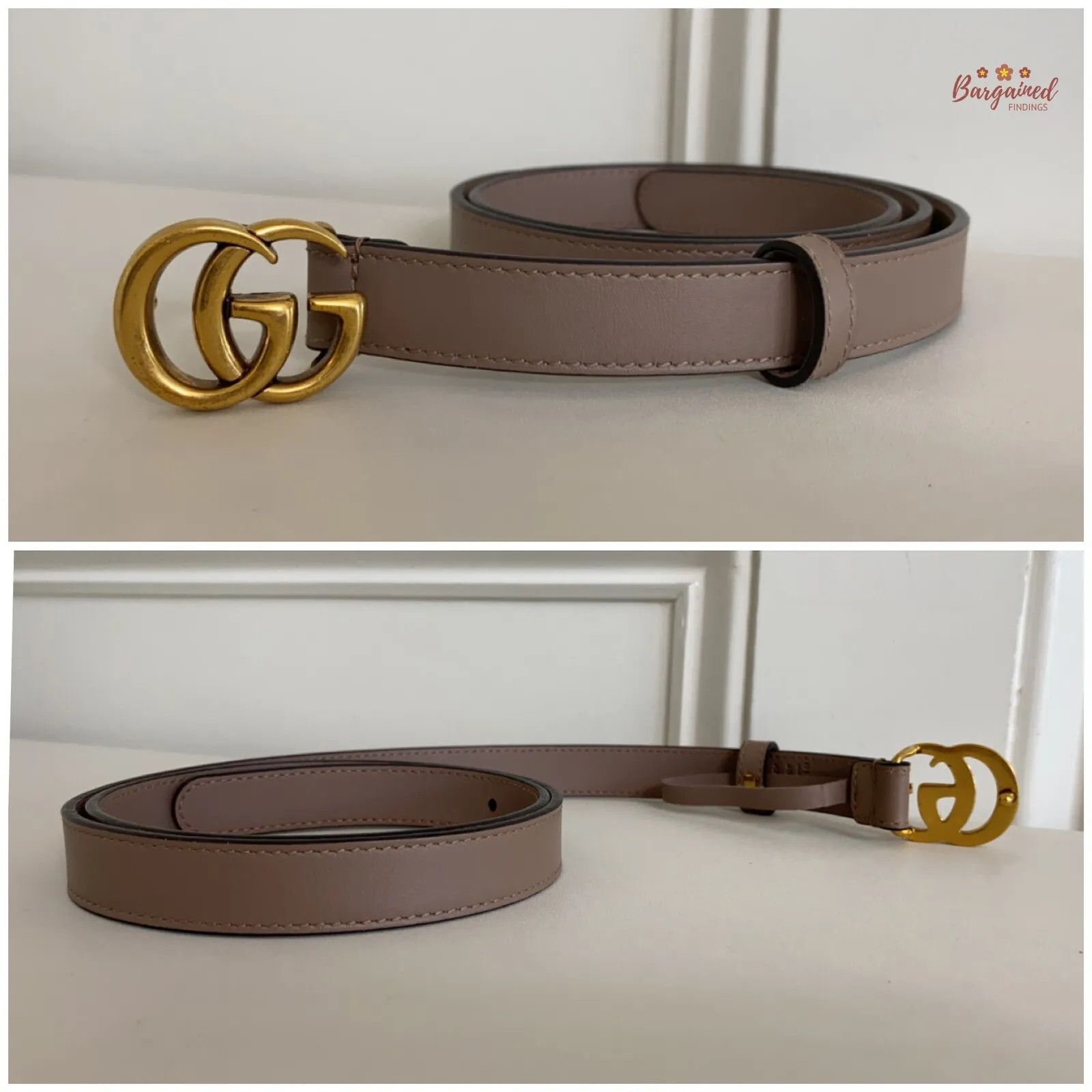 Gucci Gucci Porcelain Rose Calfskin Leather Double G Buckle Belt Size 30 - 9 Thumbnail