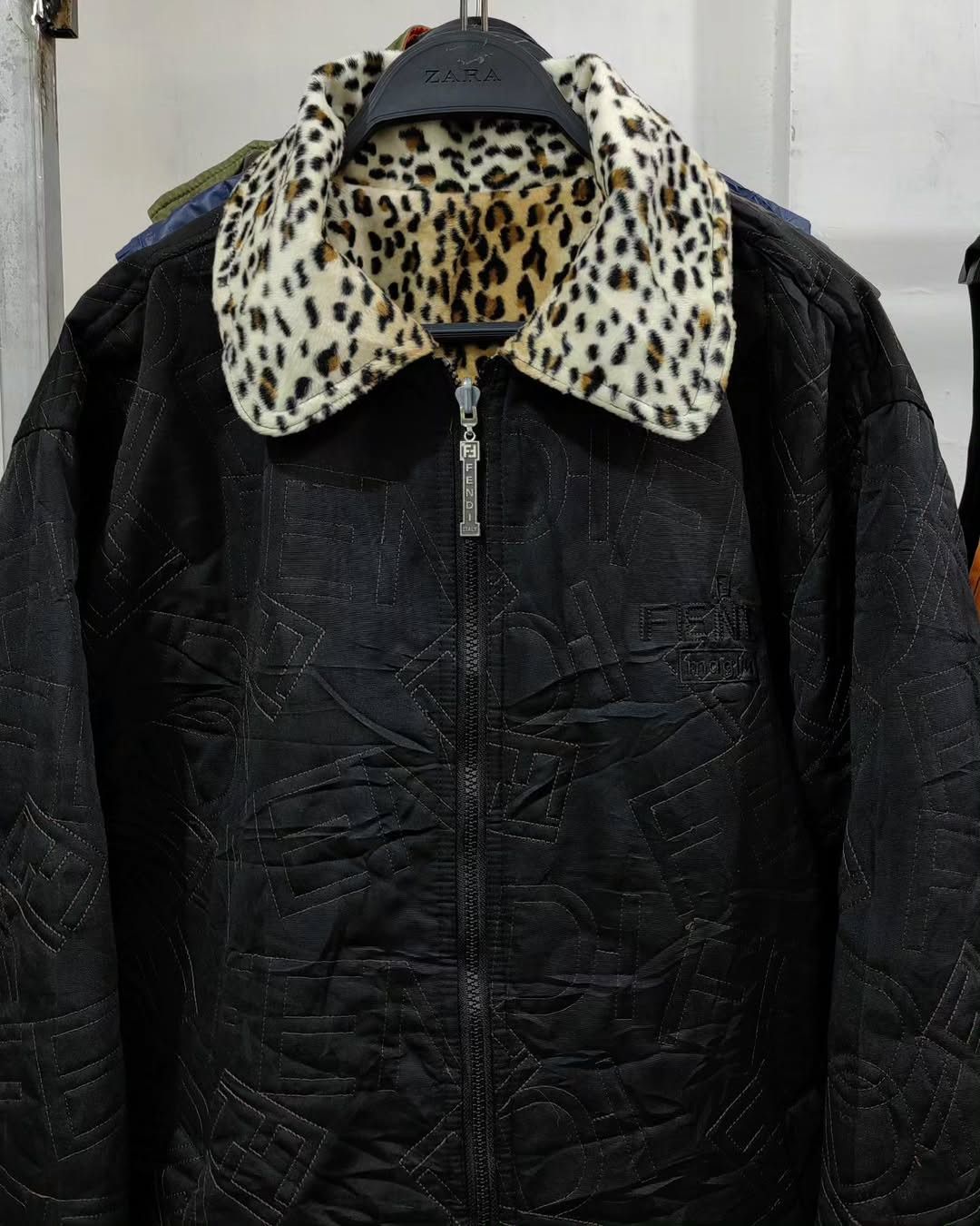reversible Fendi leopard logo all over print jacket