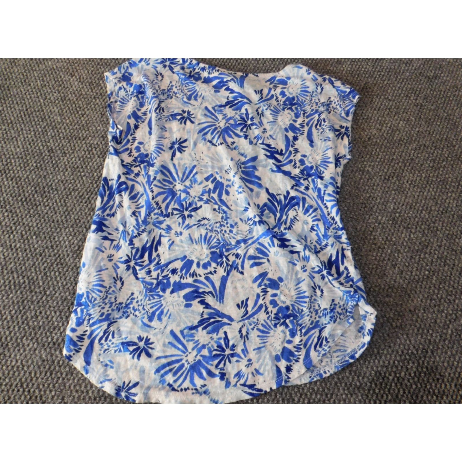 Joie JOIE Blouse Short Sleeve Linen Floral Womens S Blue Round Neck Pullover Casual Designer Basic Size S / US 4 / IT 40 - 7 Thumbnail