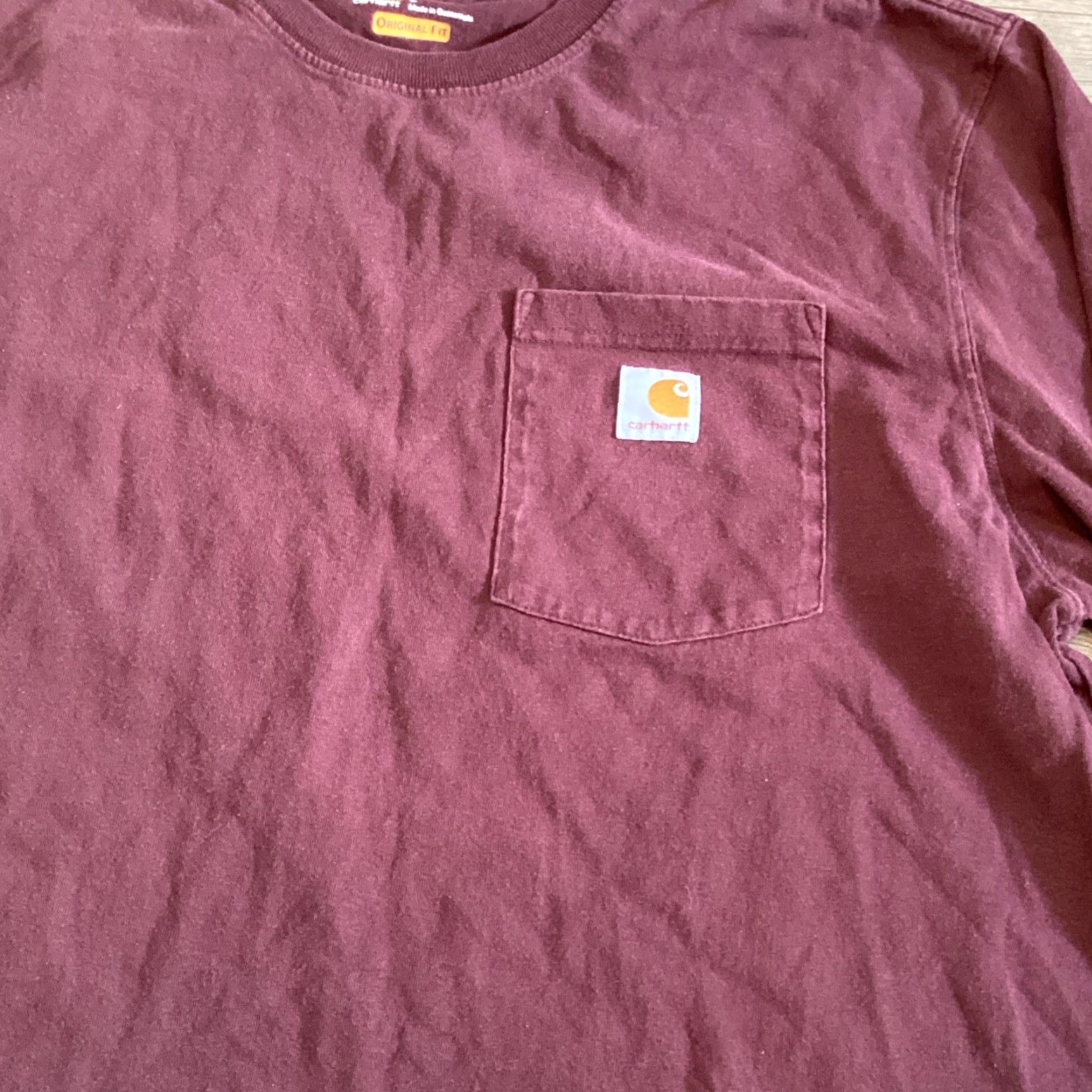 Carhartt VINTAGE Carhartt Shirt Mens Large Burgundy Original Fit Long Sleeve Outdoor Casual Top L Maroon Knit Logo Personalize Mens Size US L / EU 52-54 / 3 - 2 Thumbnail