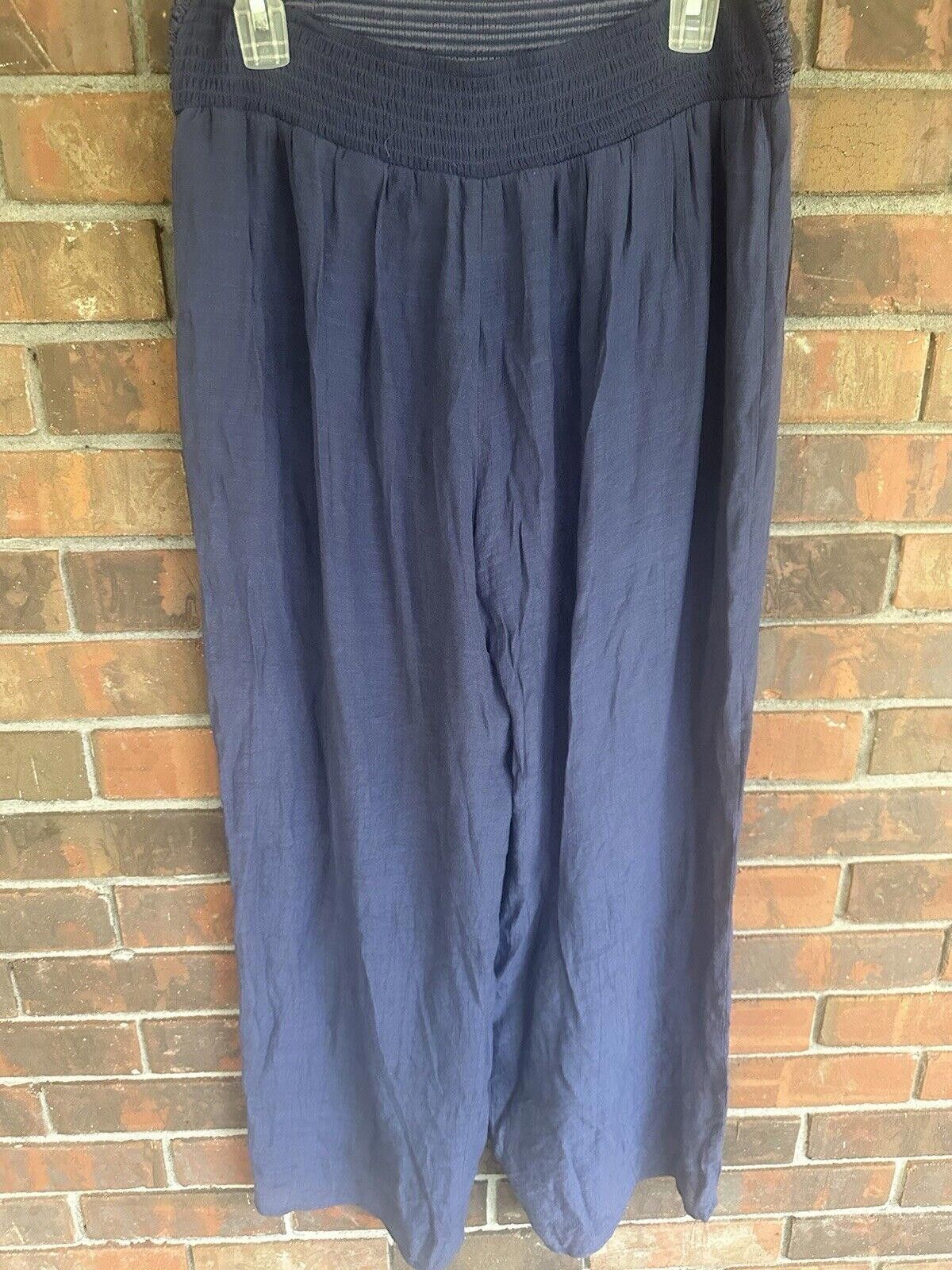 Designer wide leg gauze pants womens Large Blue Boho Size 36" / US 14 / IT 50 - 4 Thumbnail