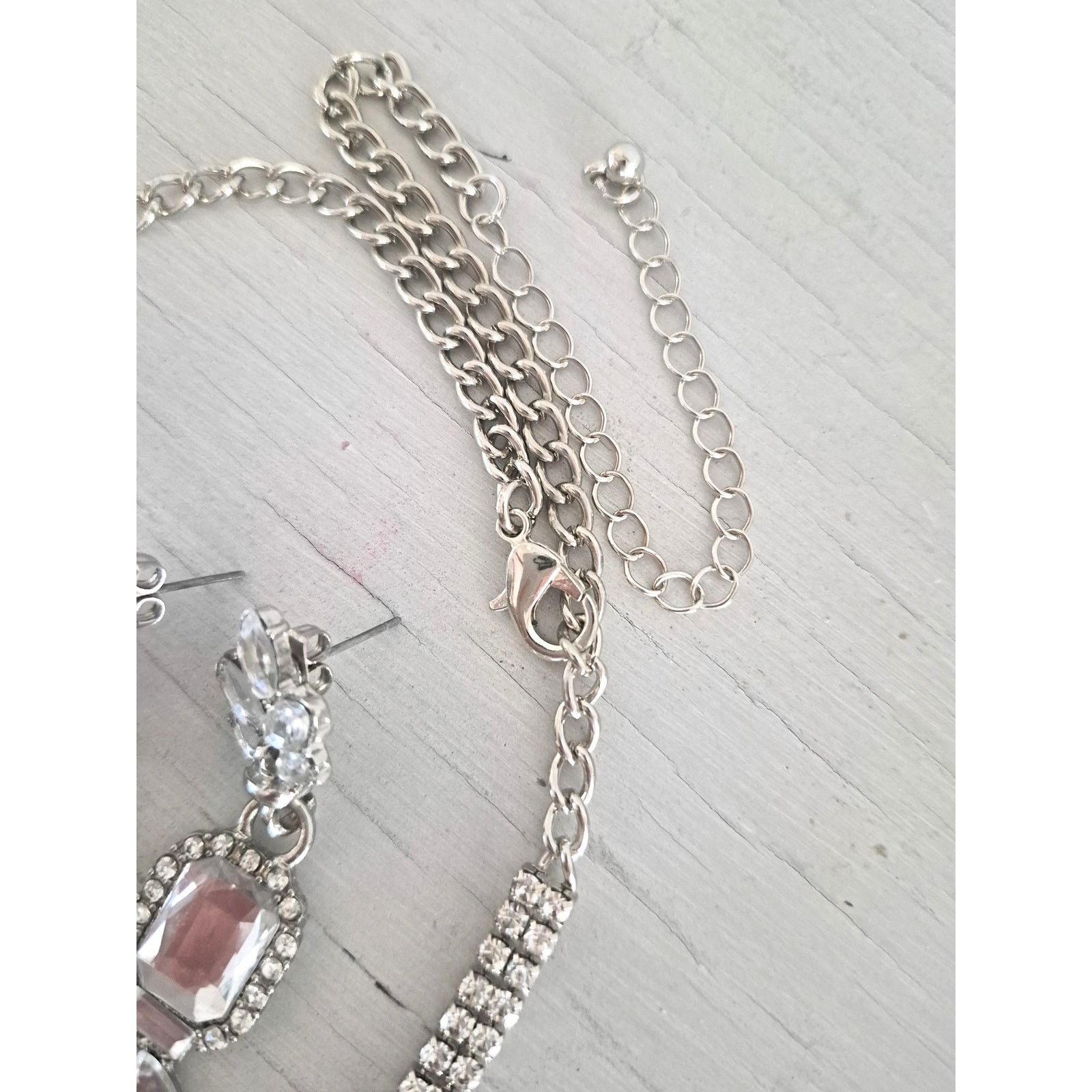 Other Long Rhinestone Bib Necklace with Earrings Set Size ONE SIZE - 3 Thumbnail