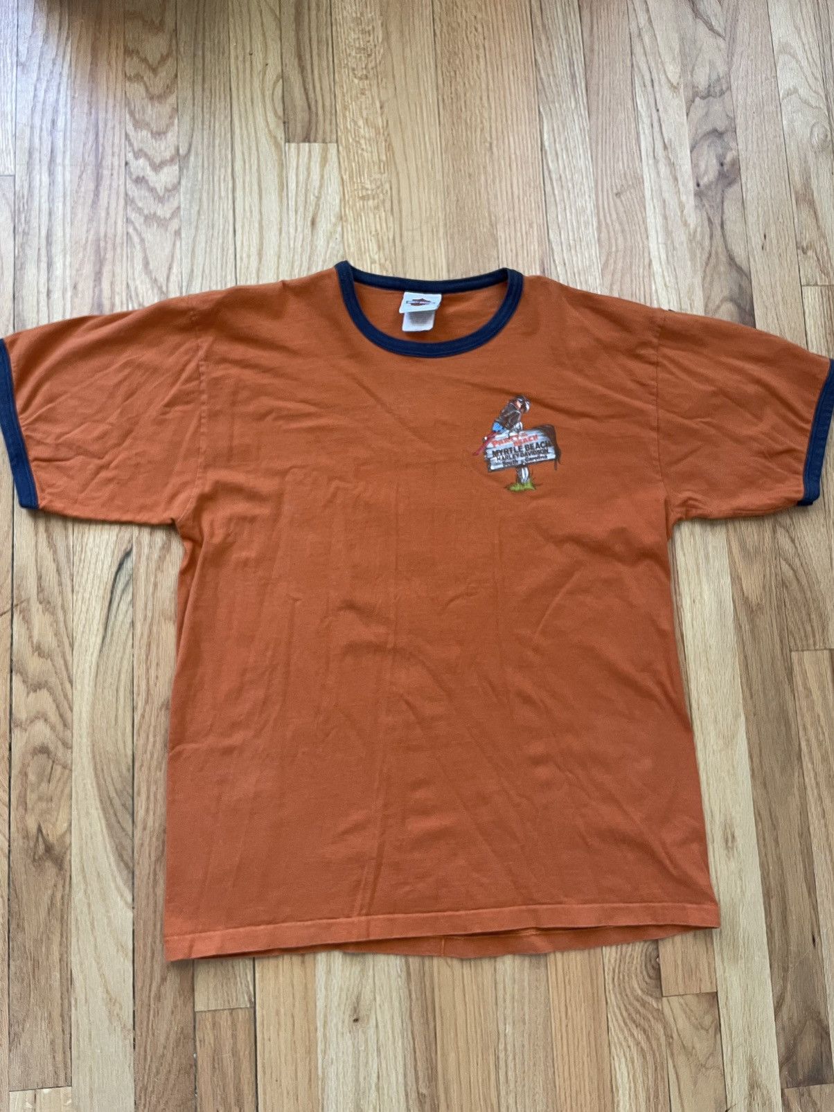 Harley Davidson × Vintage Faded Harley Davidson Ringer T Shirt Made in USA Size US L / EU 52-54 / 3 - 1 Thumbnail