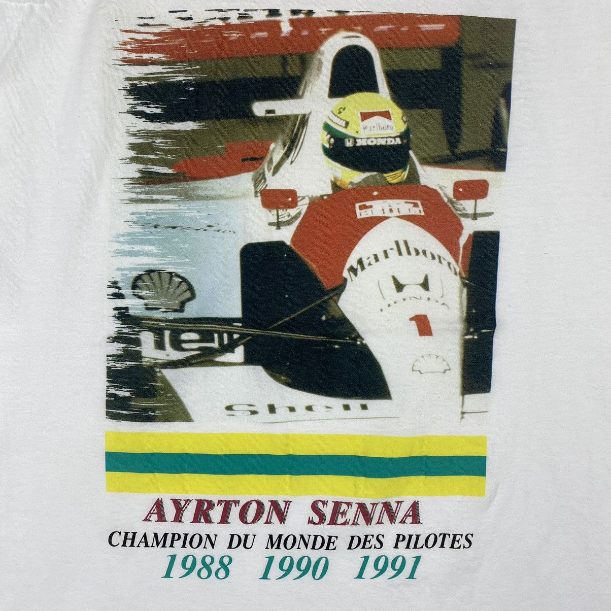 Formula 1 × Marlboro × Vintage VINTAGE 90's AYRTON SENNA MARLBORO F1 CHAMPION TEE Size US M / EU 48-50 / 2 - 3 Thumbnail