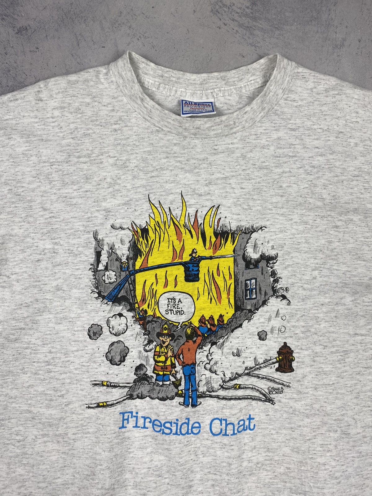 Vintage Vintage 90s Fireside Chat Humor Tee Made In USA Size US XL / EU 56 / 4 - 5 Thumbnail