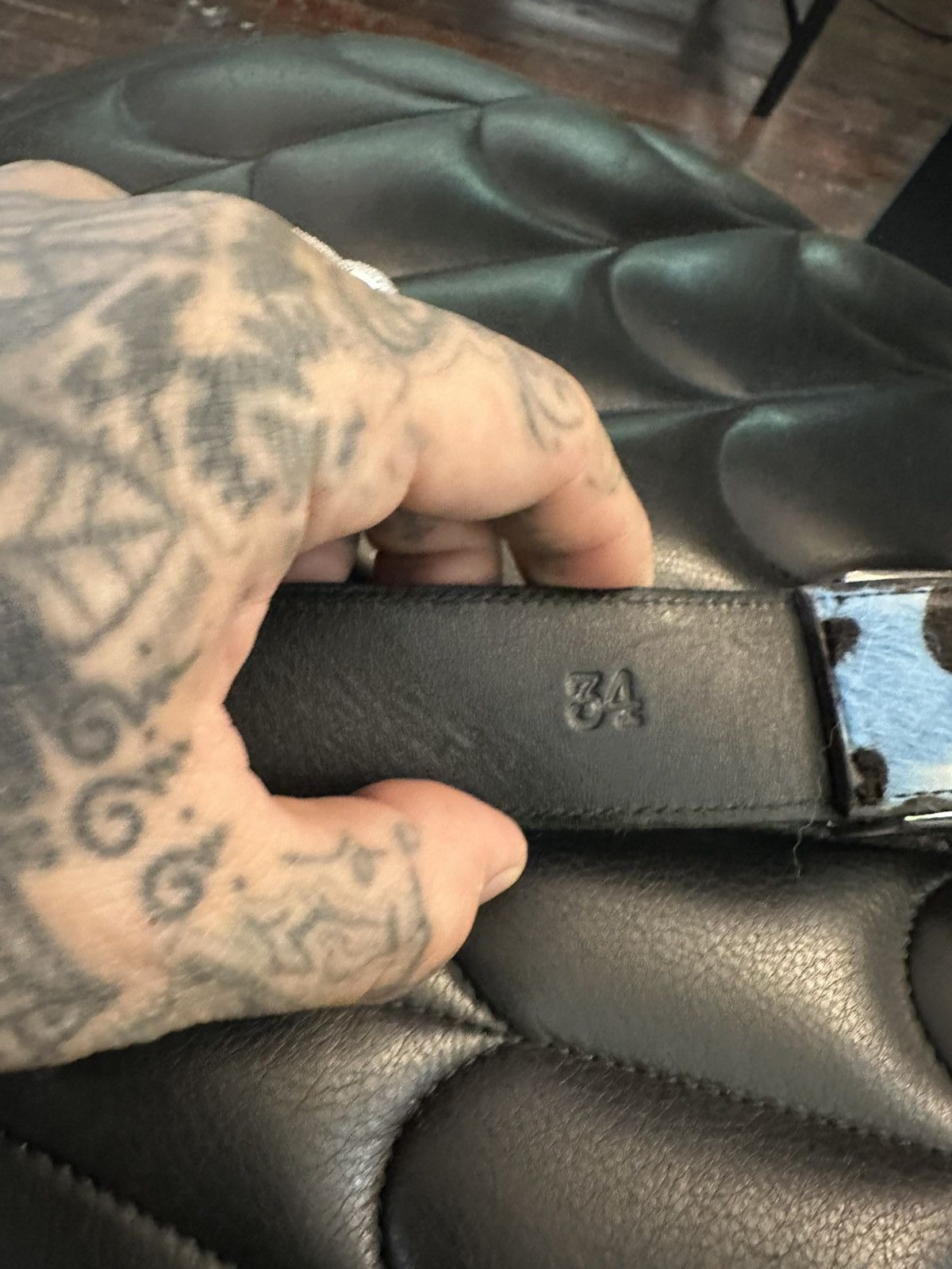 Chrome Hearts Chrome Hearts ‘ CENTRAL CEE ! BELT blue zebra Size 34 - 7 Thumbnail