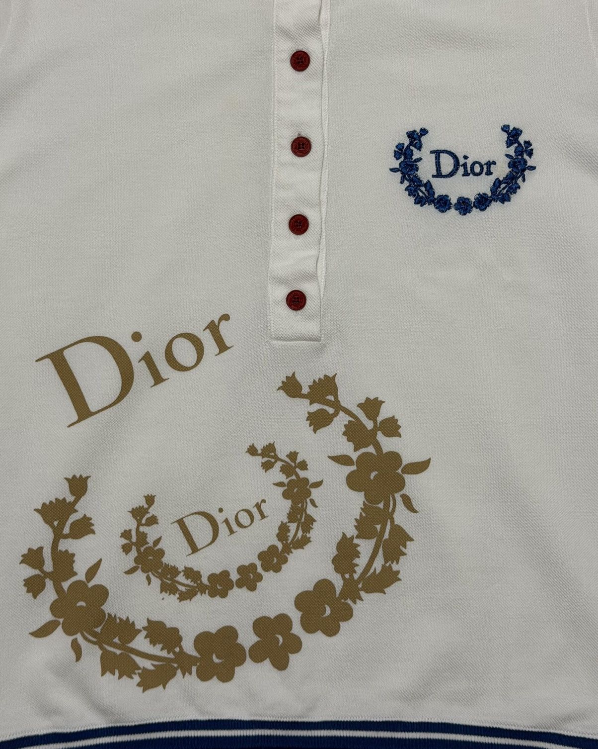 Dior CHRISTIAN DIOR Resort 2004 Floral Logo Golf Polo Shirt Size XS / US 0-2 / IT 36-38 - 3 Thumbnail