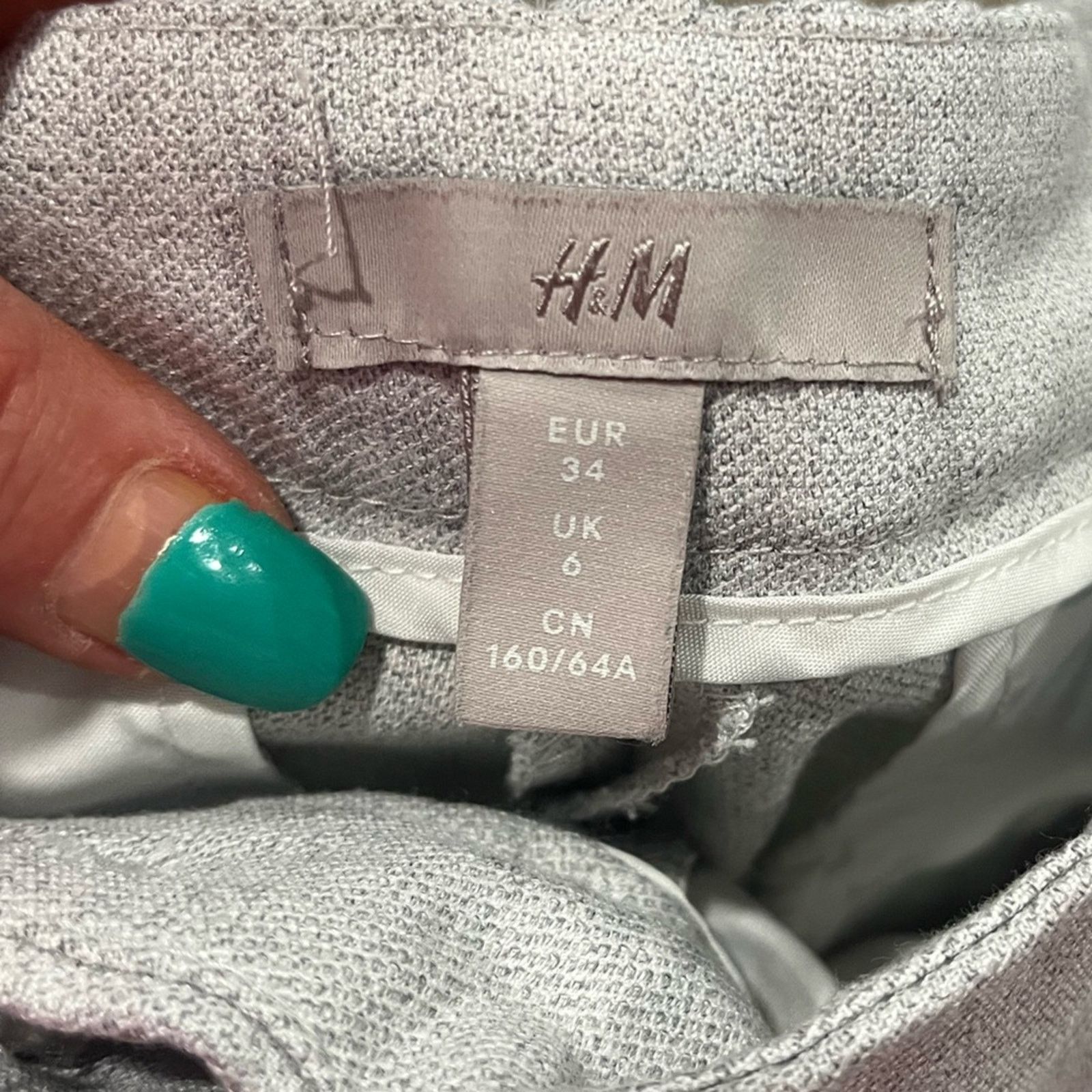 H&M H&M Womens Suit Pants Tapered Leg Mid-Rise Slim Fit Size 2 Size 26" / US 2 / IT 38 - 7 Thumbnail