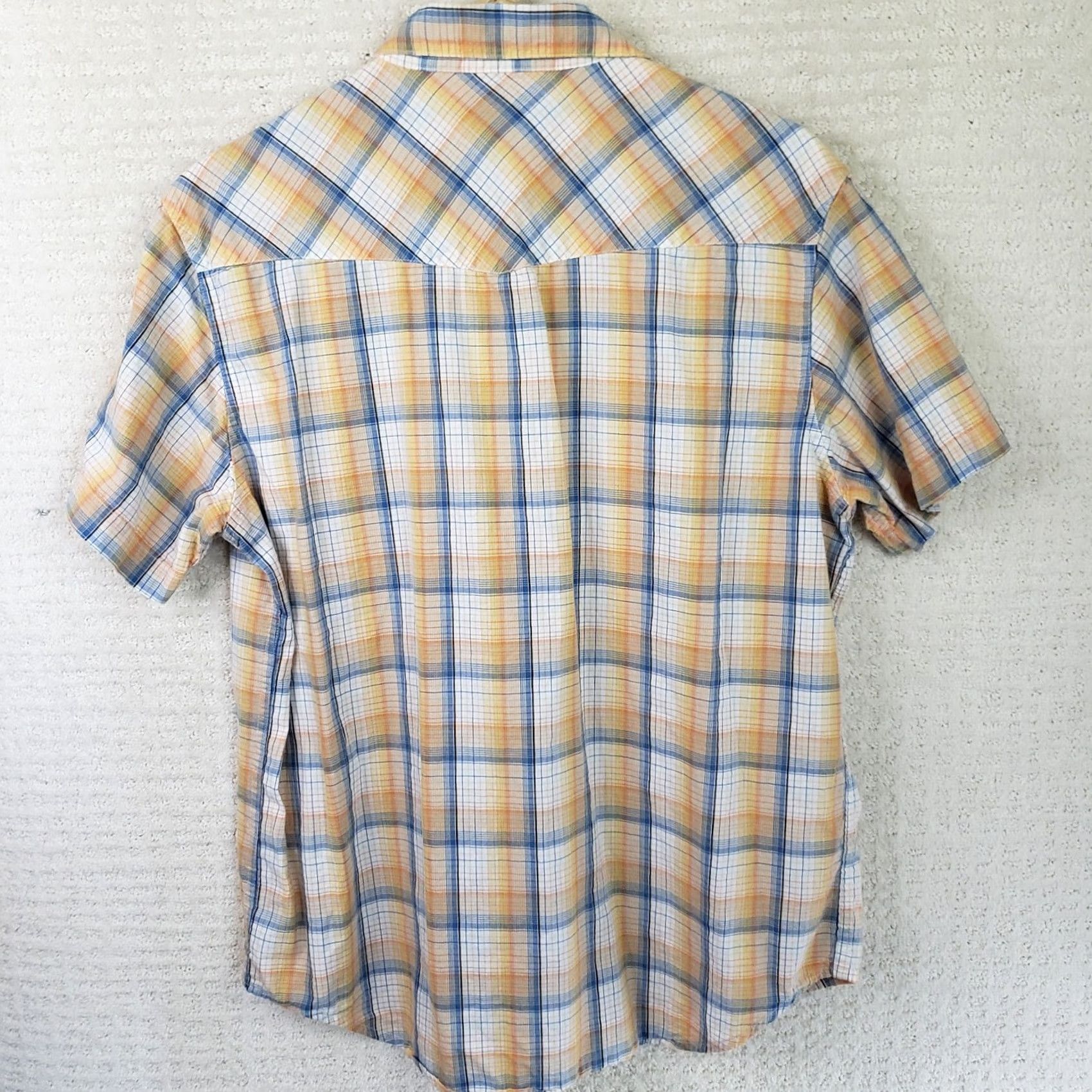 Vintage VINTAGE AriZona Western Shirt Cotton Blue Peach Plaid Short Sleeve Pearlsnap Button-Up M Mens BB 90s Size US M / EU 48-50 / 2 - 6 Thumbnail