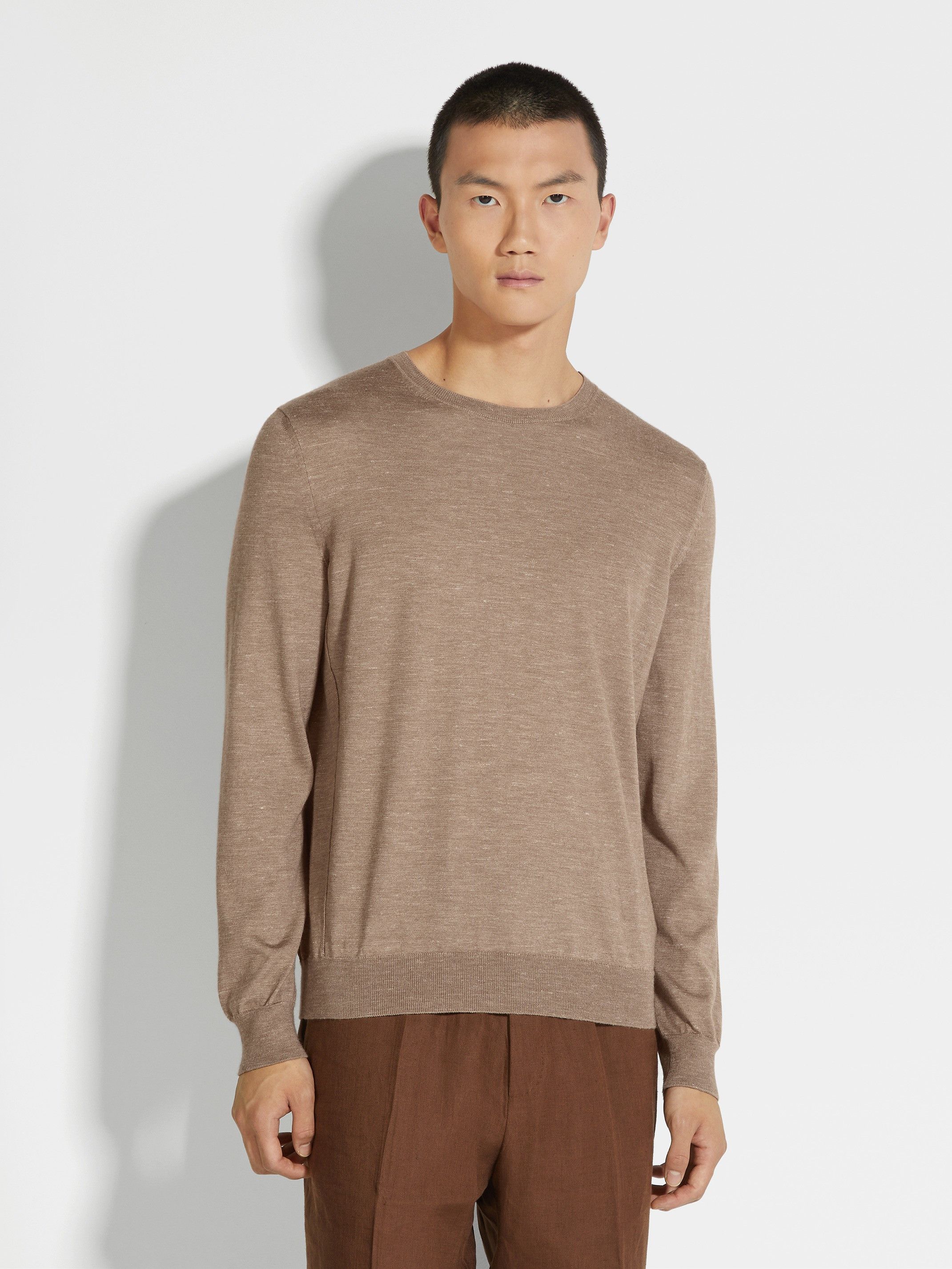 Ermenegildo Zegna o1s1rm0225 RUDF91 Crewneck Sweater in Beige Size US L / EU 52-54 / 3 - 5 Thumbnail
