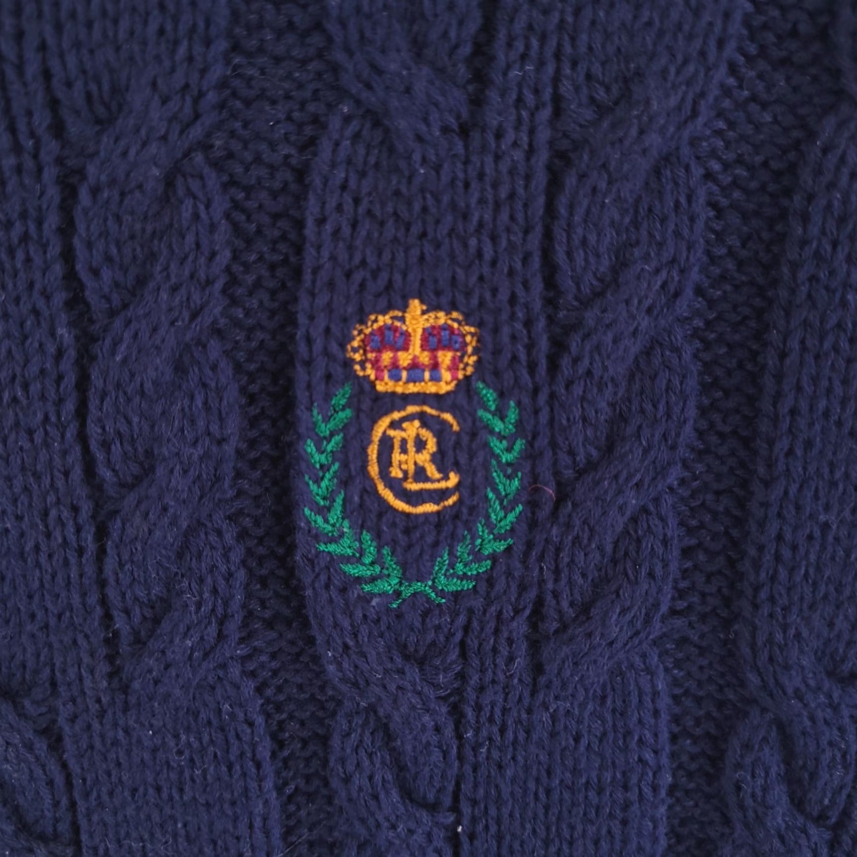 Chaps VINTAGE Chaps Sweater Mens L Blue Cable-Knit Crew Neck Retro Pullover Crest Navy Mens Size US L / EU 52-54 / 3 - 3 Thumbnail