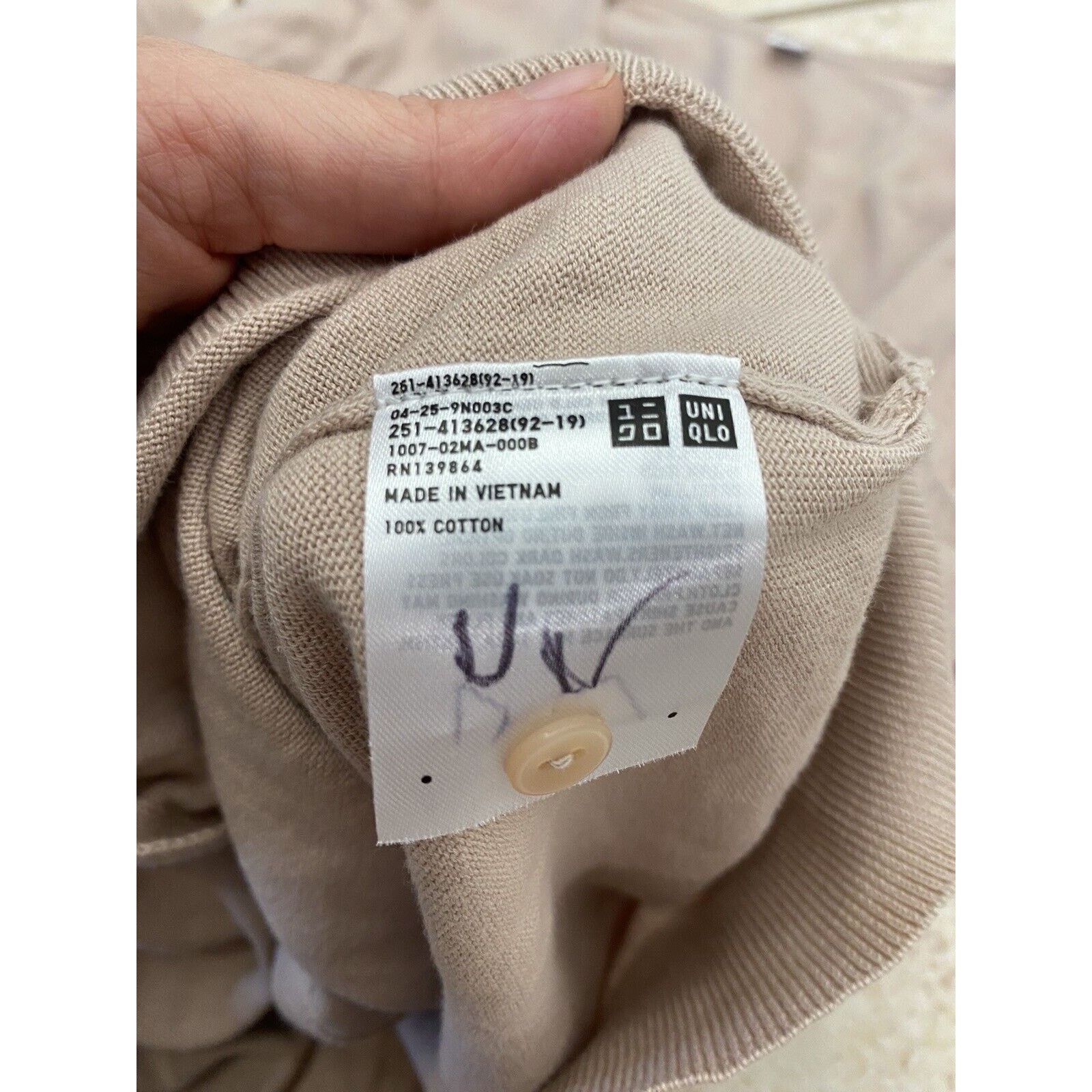 Uniqlo Uniqlo Beige 100% Cotton Button Up Cardigan Sweater Size S / US 4 / IT 40 - 6 Thumbnail