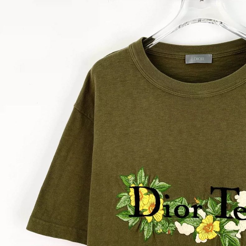 Dior Dior Green floral letter embroidered cotton round-neck shor Size US M / EU 48-50 / 2 - 3 Thumbnail