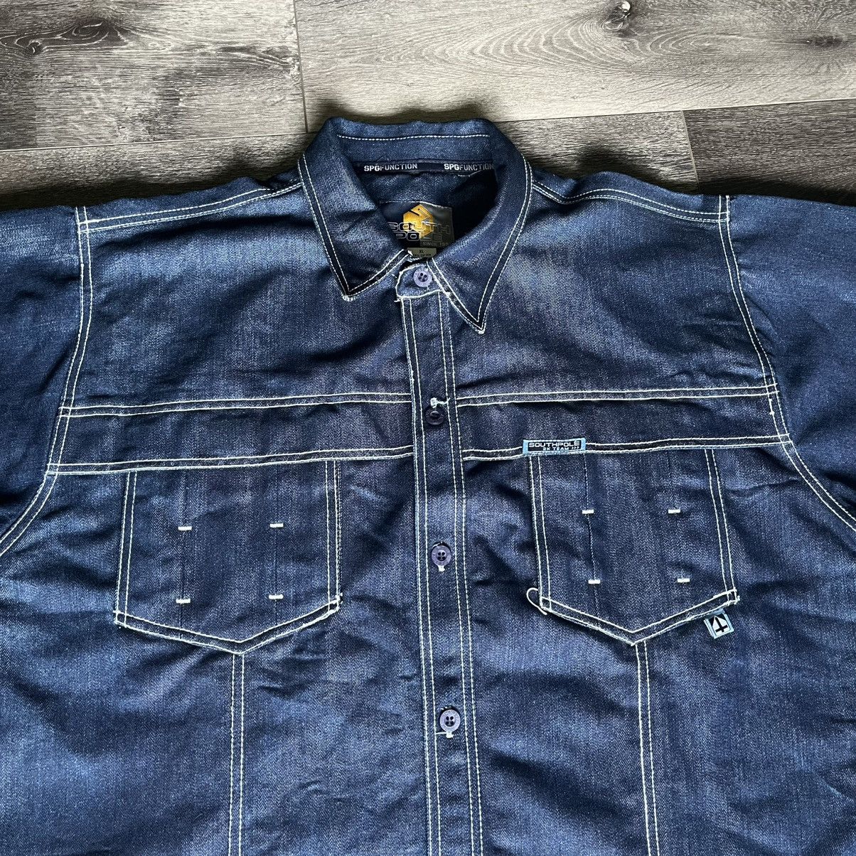 Southpole Vintage Southpole 2k Team Function Denim Button Up S/S Shirt Size US XL / EU 56 / 4 - 3 Thumbnail