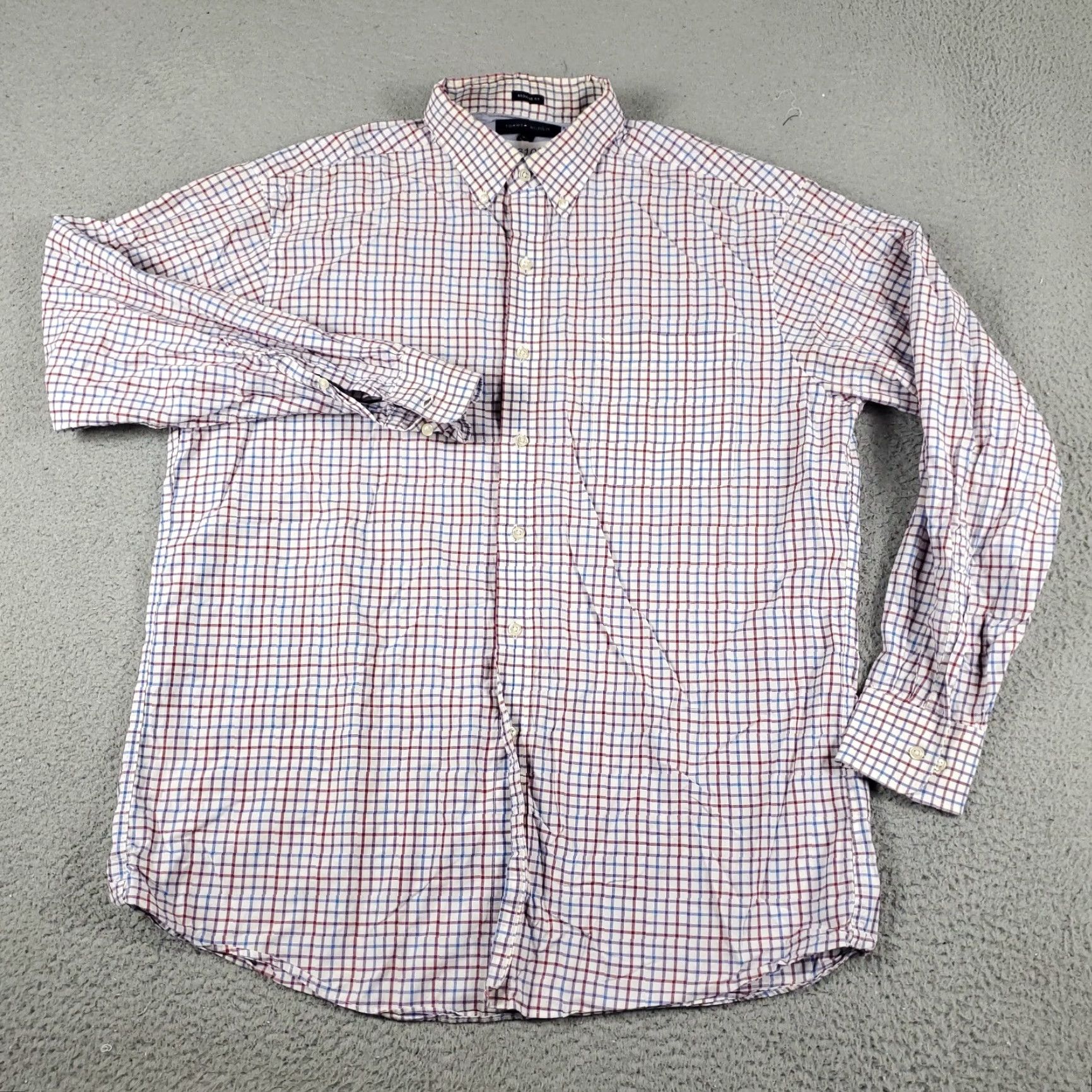 Tommy Hilfiger Tommy Hilfiger Dress Shirt Men's 16.5 Long Sleeve Blue Red Check Button-Up Size 42R - 2 Thumbnail