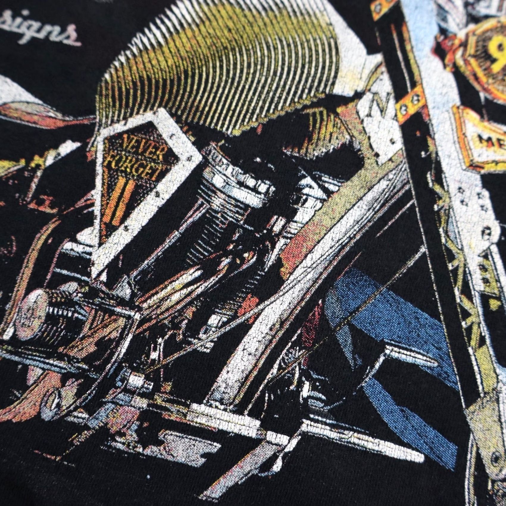 Gildan VINTAGE Paul Jr. Designs 911 Memorial Chopper Tee Mens S T-Shirt Black American Motorcycle 90s Harley-Davidson USA Made Choppers Vintage USA Mens S Size US S / EU 44-46 / 1 - 7 Thumbnail