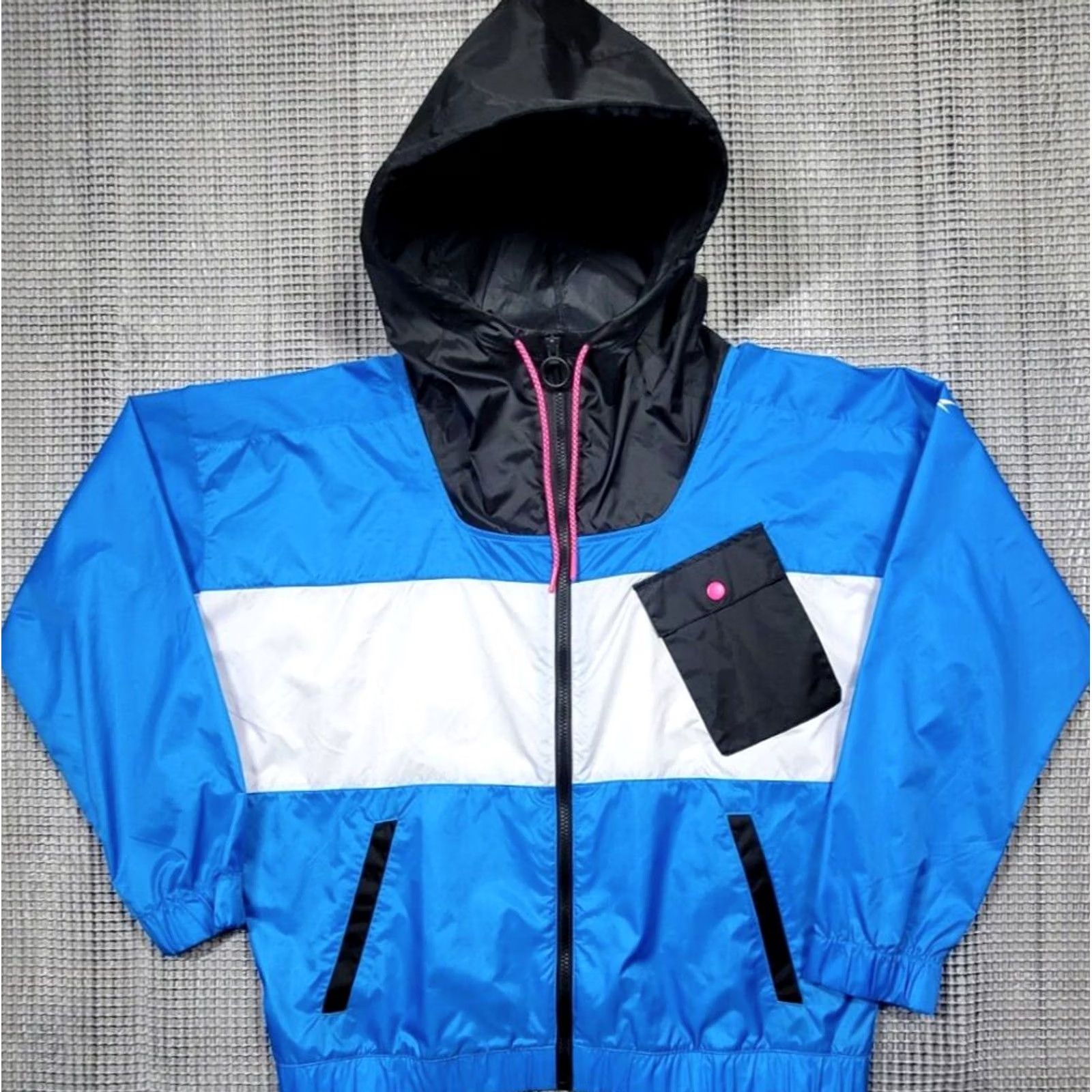 Reebok Reebok Womens Windbreaker Jacket Sz M Blue White Colorblock Jacket Size M / US 6-8 / IT 42-44 - 2 Thumbnail
