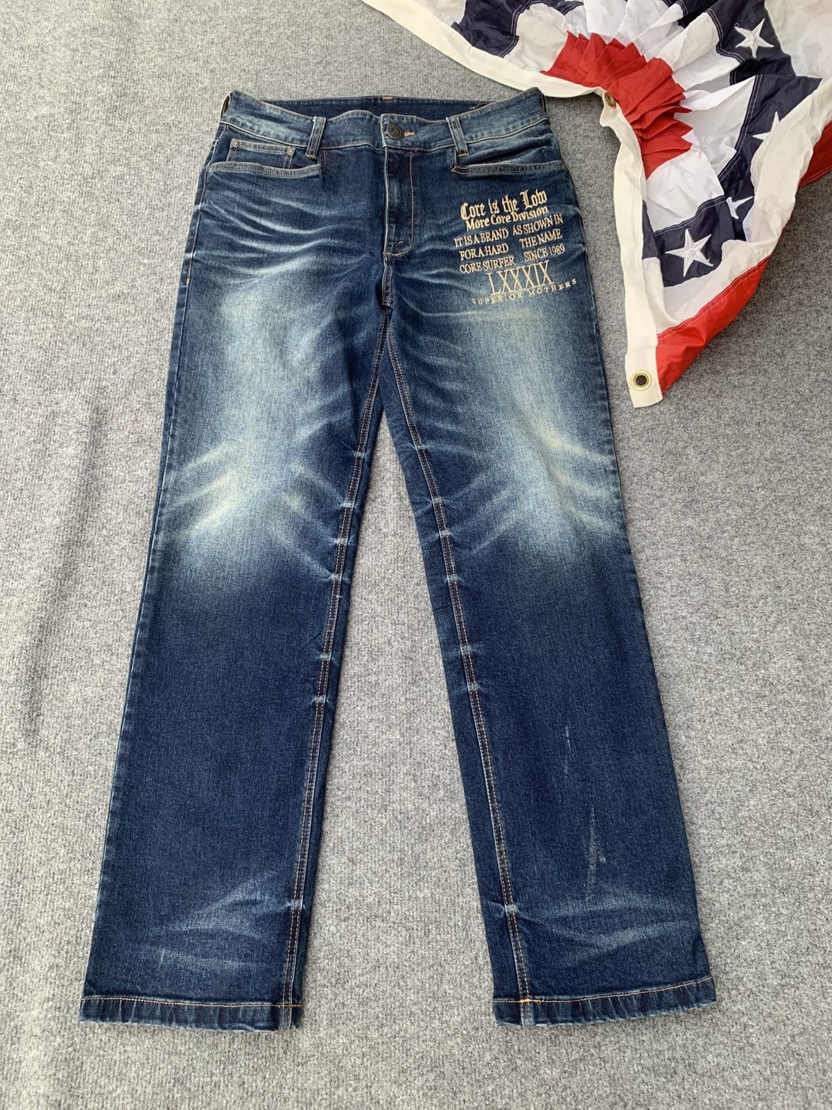 Japanese Brand MCD More Core Division Embroidered Dragon Denim Jeans. Size US 32 / EU 48 - 1 Thumbnail