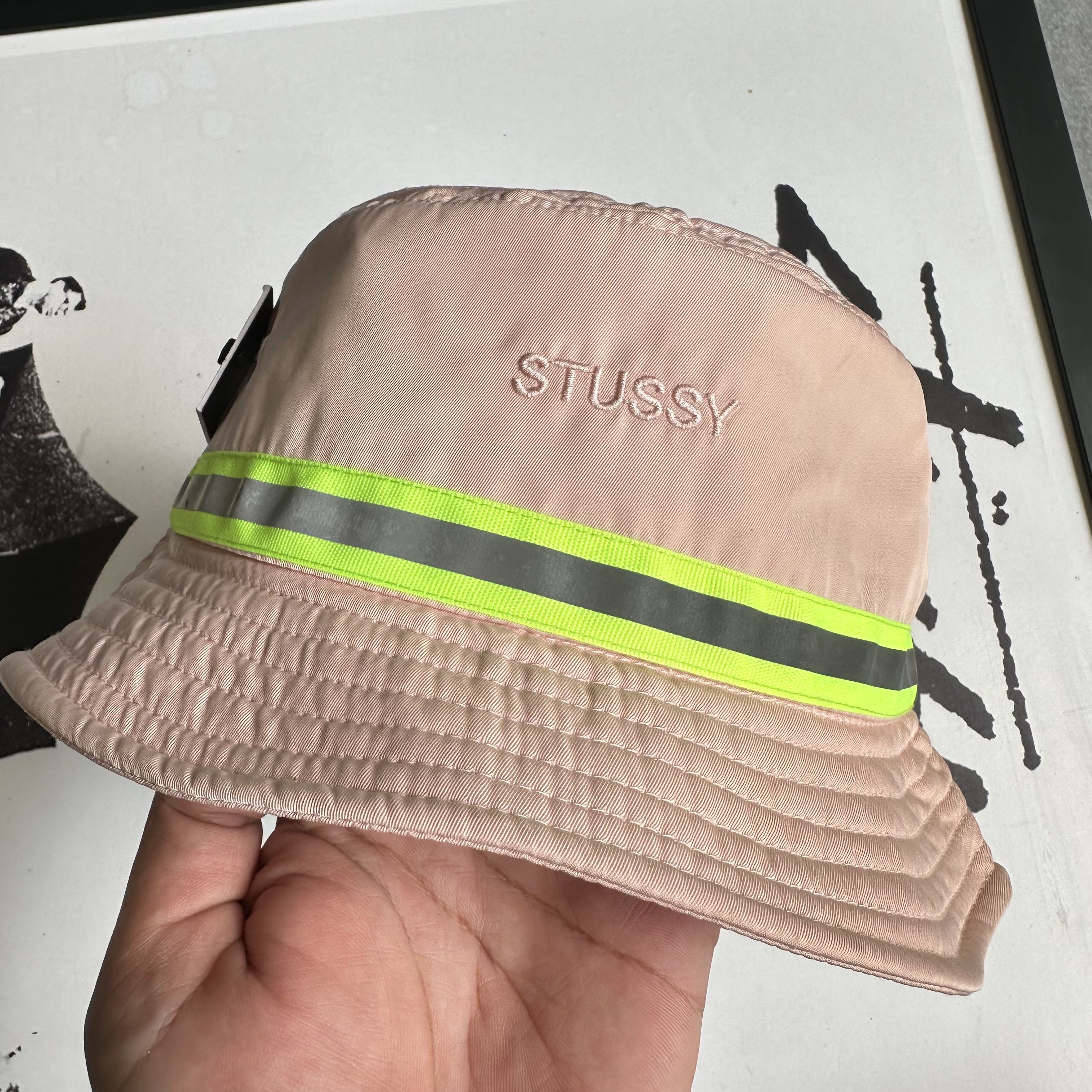 Stussy STUSSY REFLECTIVE TAPE BUCKET HAT PINK L/XL Size ONE SIZE - 1 Thumbnail