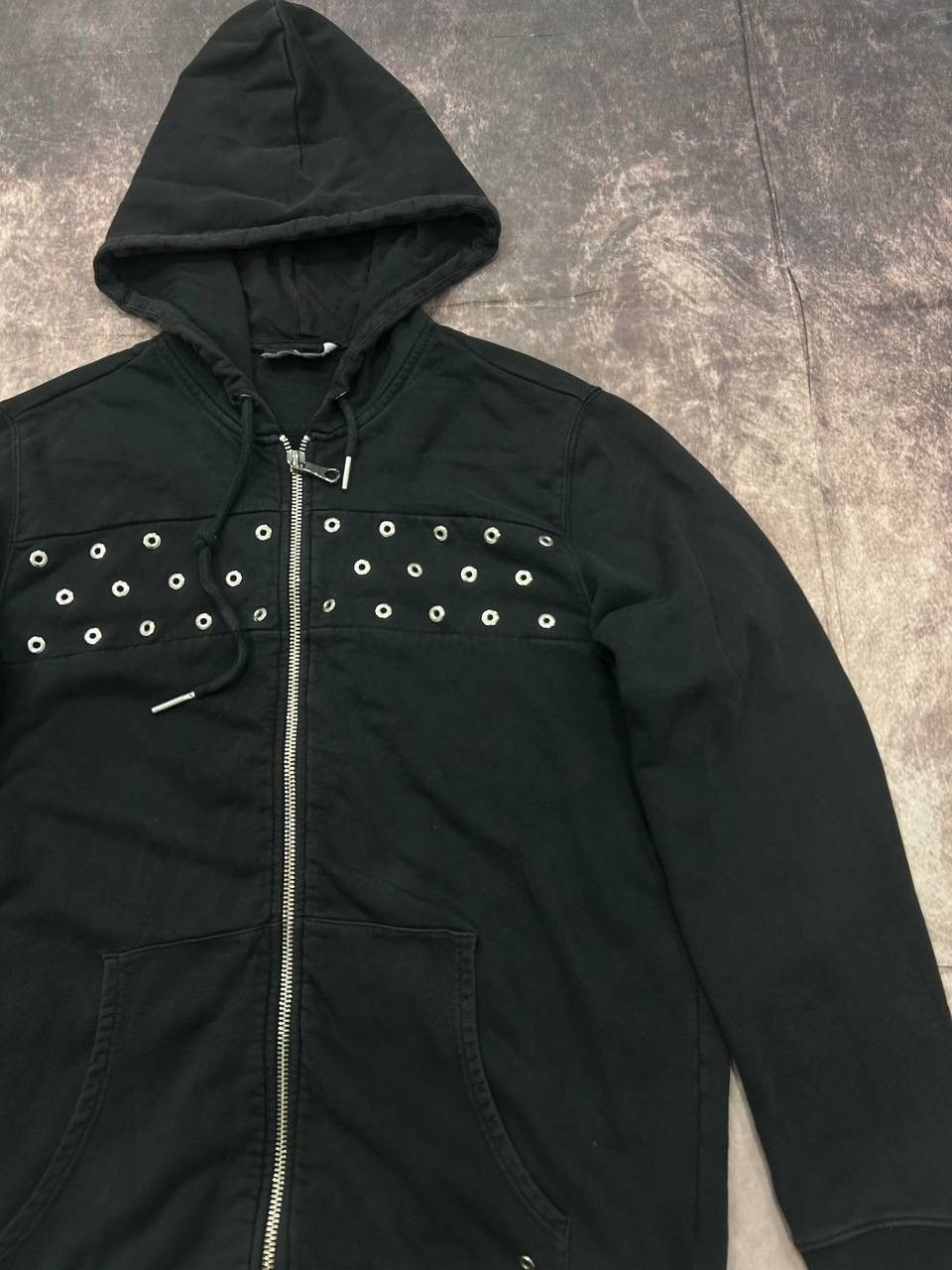 Diesel Diesel Black Eyelet Hoodie – Grommet Detail Japanese Style Size US XL / EU 56 / 4 - 3 Thumbnail