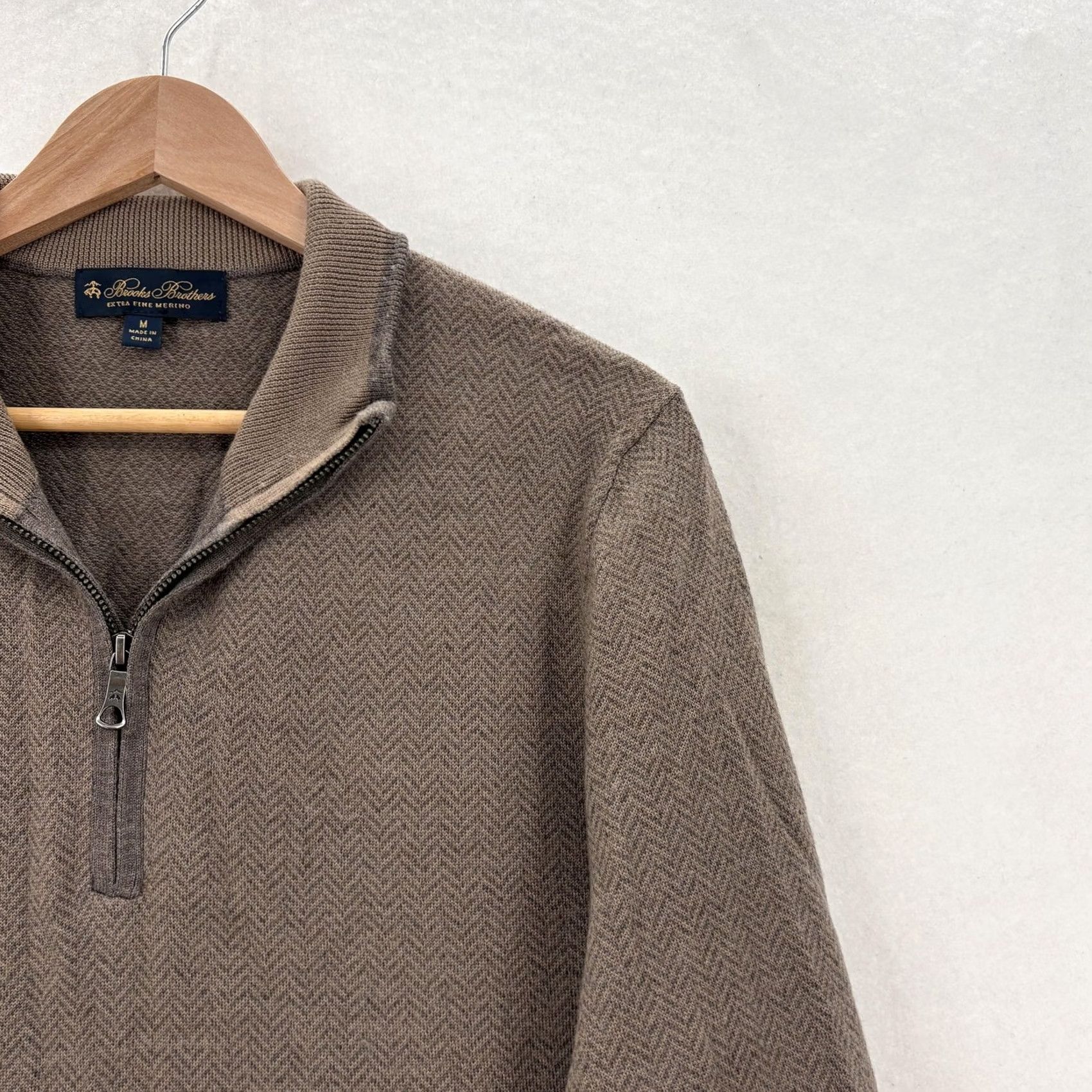 Brooks Brothers Brooks Brothers Sweater Mens M Brown Merino Wool 1/4 Zip Mock Neck Pullover Size US M / EU 48-50 / 2 - 2 Thumbnail