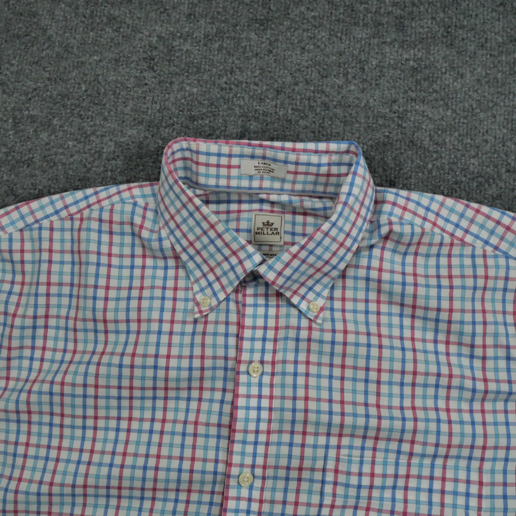 Peter Millar Peter Millar Shirt Mens Large Blue Red Plaid Button Up Long Sleeve Nanoluxe Knit Cotton Casual Classic Preppy Logo Mens Size US L / EU 52-54 / 3 - 2 Thumbnail