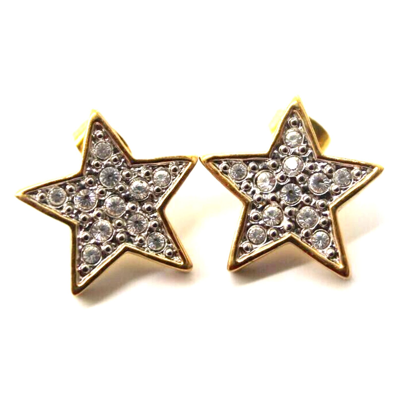 Other Rhinestone Goldtone Five-Point Star Pierced Earrings • 3/4" Size ONE SIZE - 2 Thumbnail
