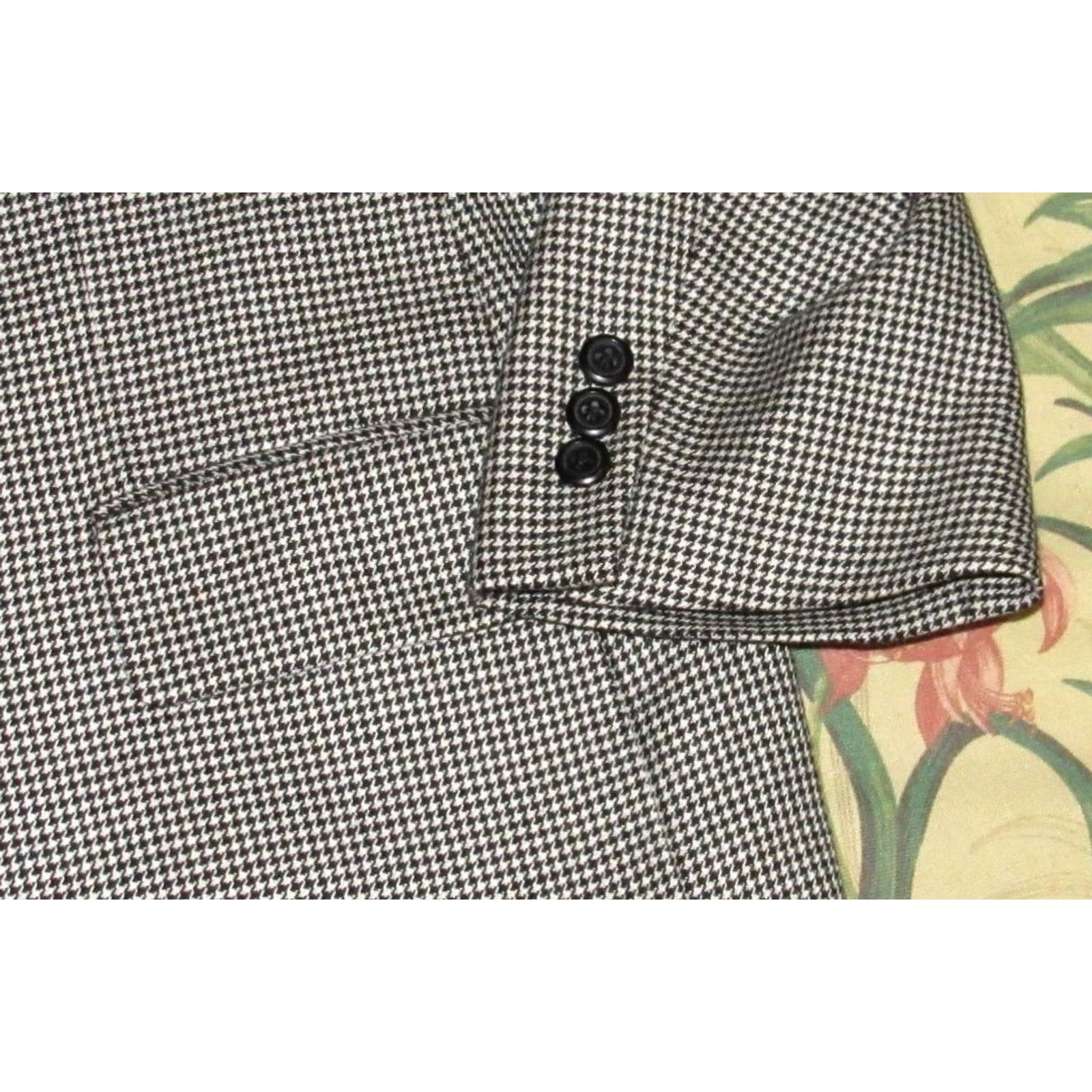 Loro Piana VINTAGE JOHN NORDSTROM Loro Piana Cashmere Blazer Jacket 42 Long Black White Houndstooth Mens Blazer XS-... Size 42R - 3 Thumbnail