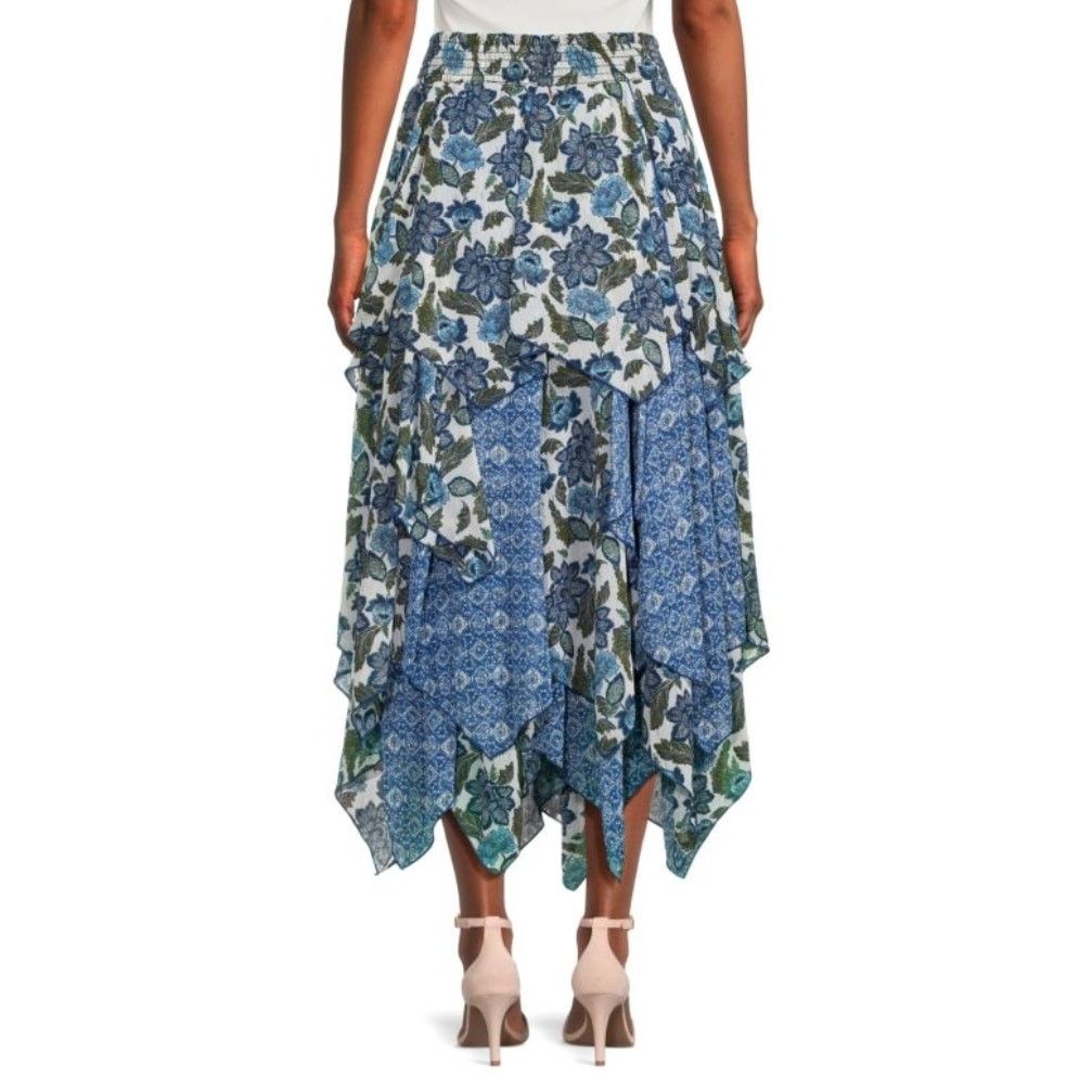 Misa Los Angeles Zoe Floral Tiered Midi Skirt Size Small