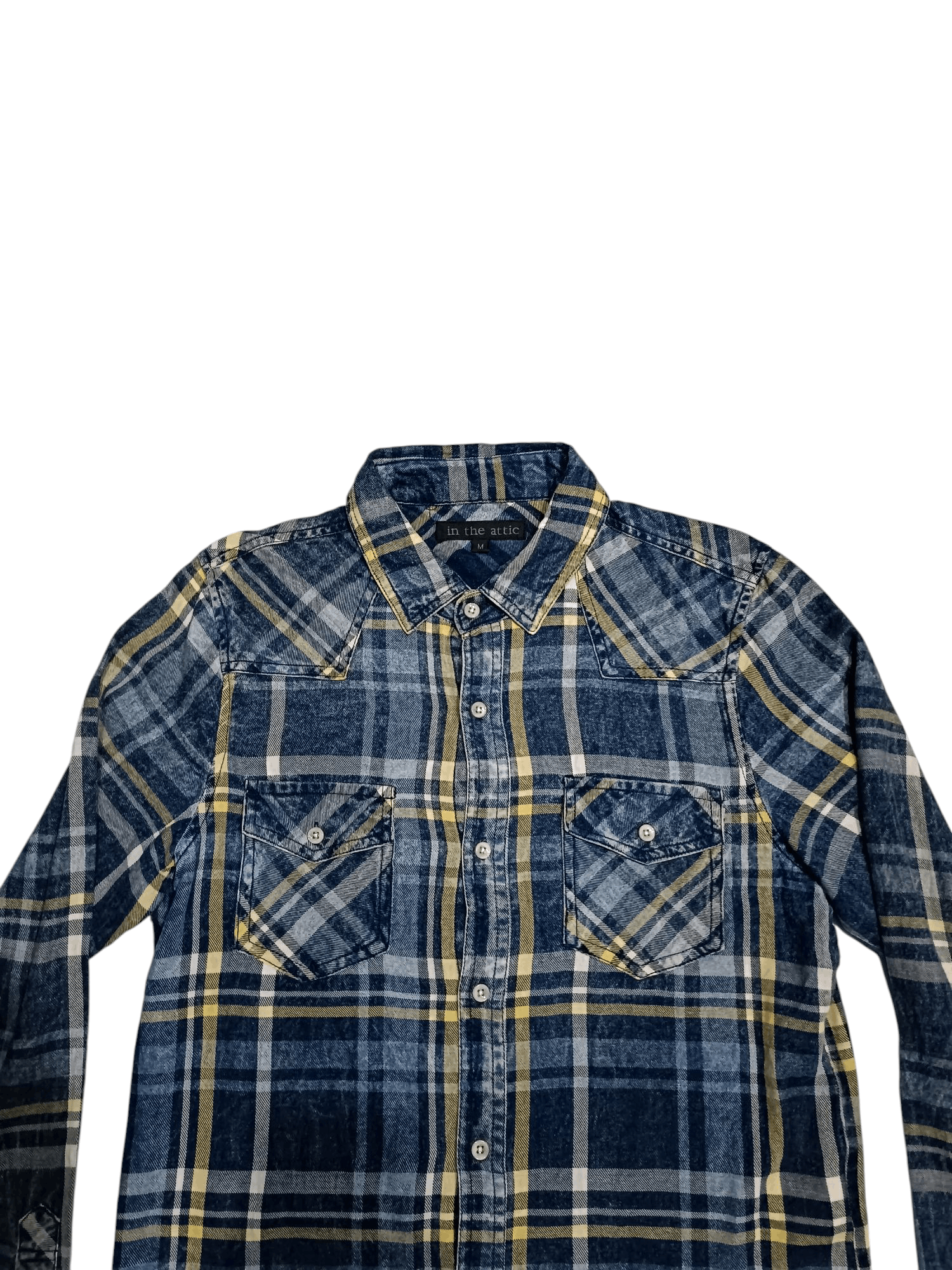 In The Attic × Japanese Brand In The Attic Distressed Dry Indigo Denim Shirt Size US M / EU 48-50 / 2 - 2 Thumbnail
