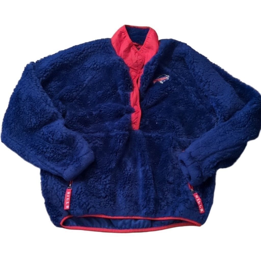 G-III GIII Blue Red Fleece Buffalo Bills Pullover Size Small Size S / US 4 / IT 40 - 2 Thumbnail