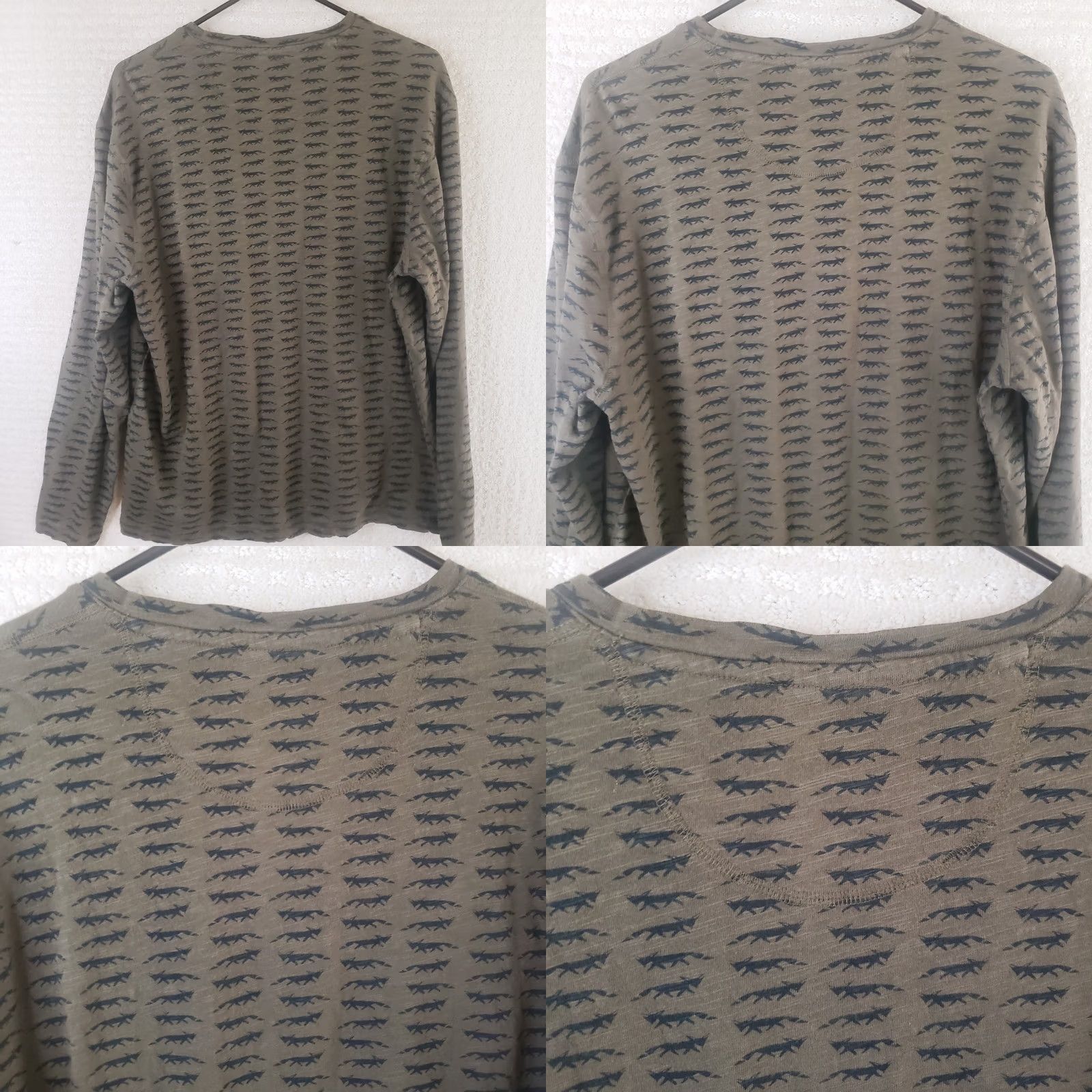 Vintage Copper and Oak Men’s L Army Green Fox Pattern Design Henley Pullover LS Shirt Size US L / EU 52-54 / 3 - 8 Thumbnail