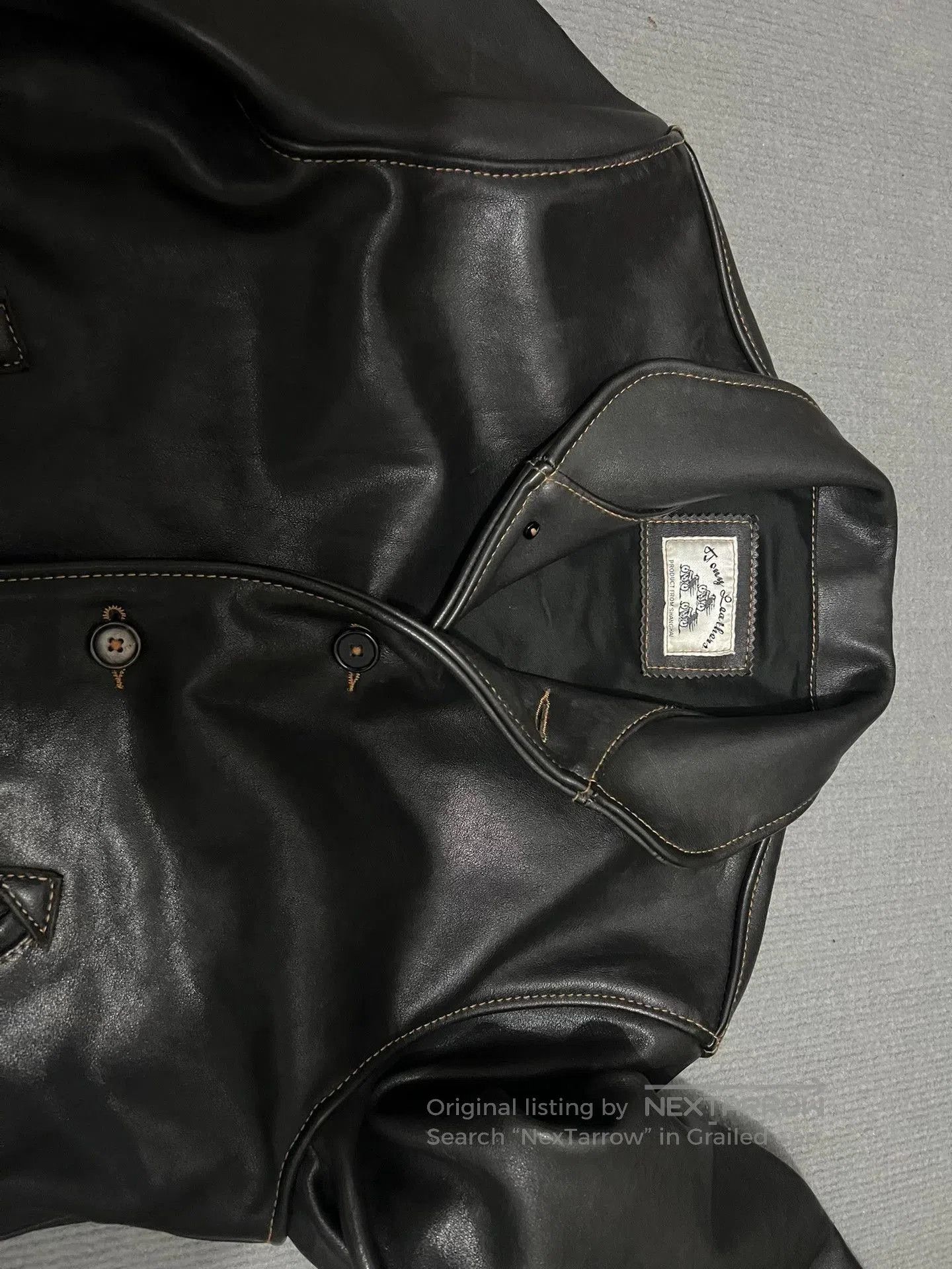 RRL Ralph Lauren Campus Cowhide Leather Biker Jacket. Size US L / EU 52-54 / 3 - 8 Thumbnail