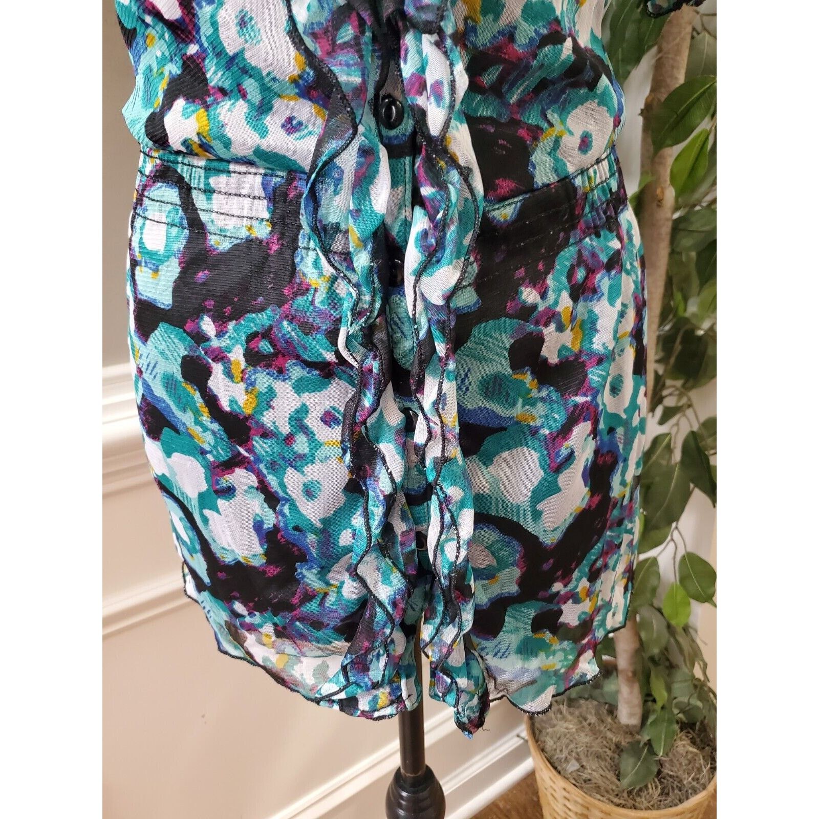 Other Notations Polyester Scoop Neck Short Sleeve Top Blouse 2X Size XXL / US 16-18 / IT 52-54 - 4 Thumbnail