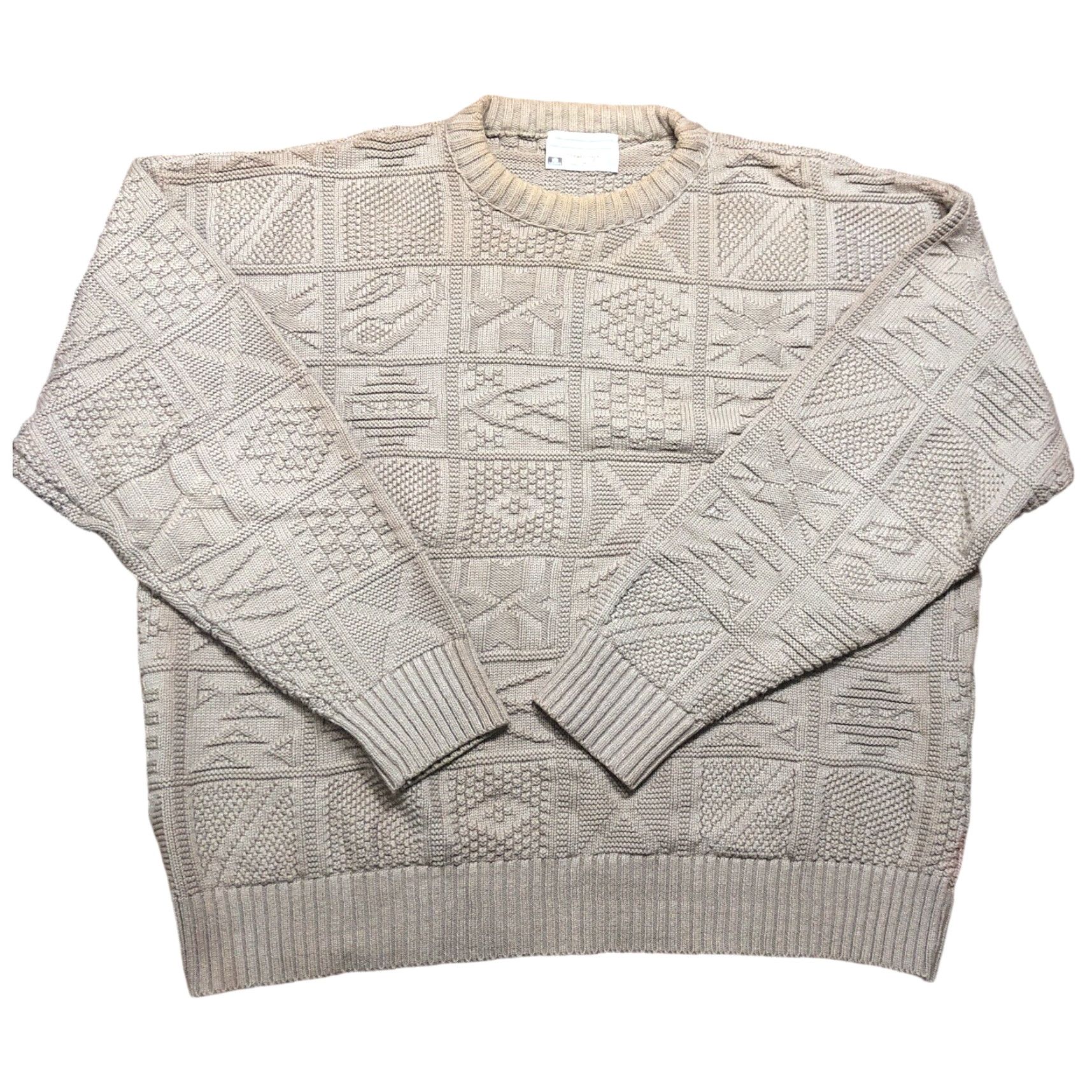 Vintage VTG Lord Jeff Pattern Knit Jumper Sweater Oatmeal Beige USA XL Mens Size US XL / EU 56 / 4 - 2 Thumbnail