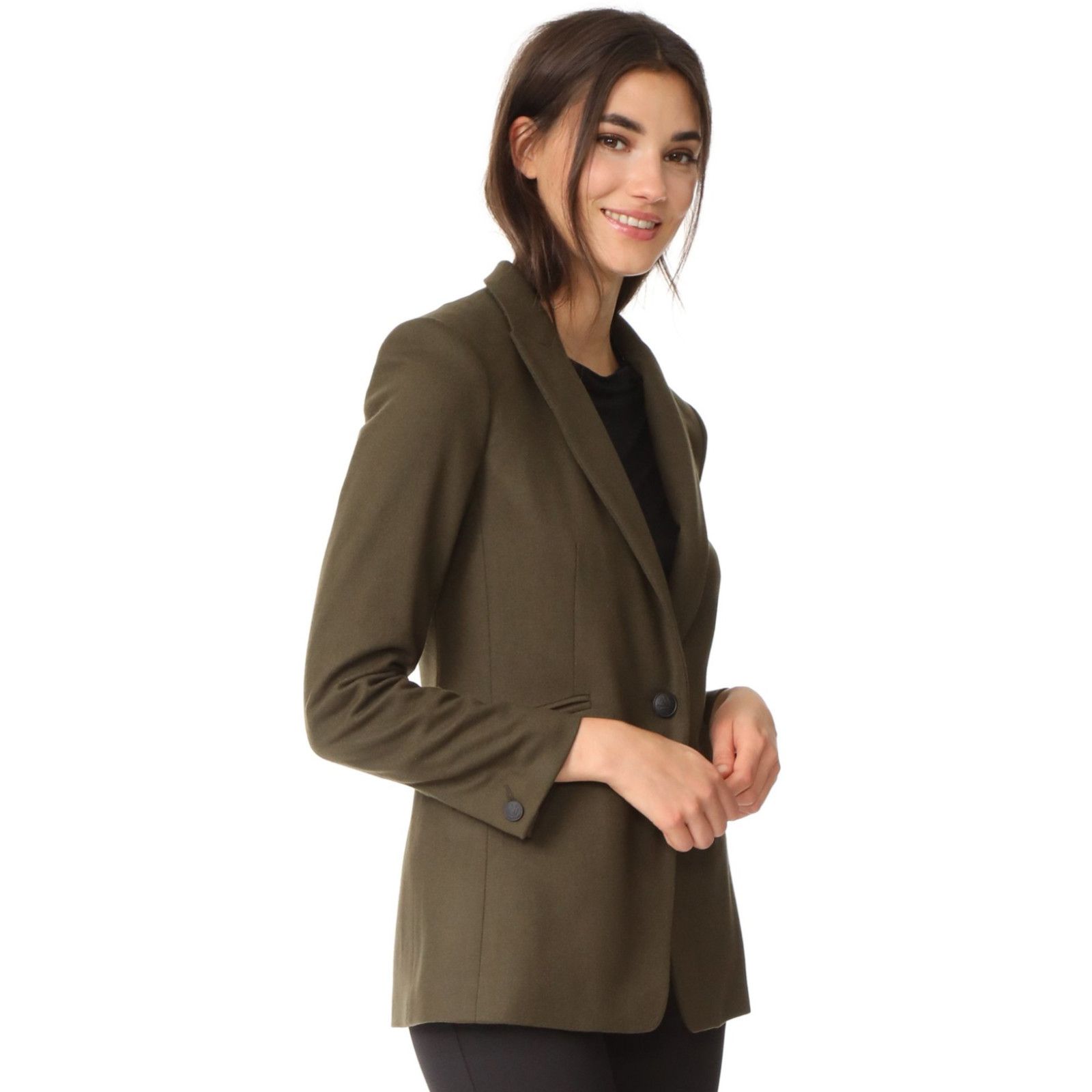 image of Rag Bone Rag & Bone Women's Duke Blazer Jacket In Olive Wool Tailores in Green (Size XS)