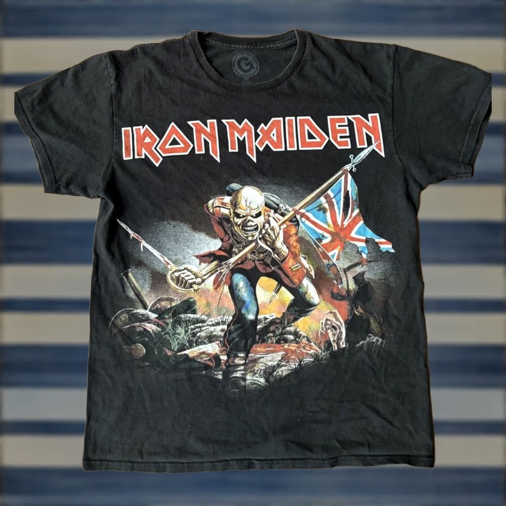 Vintage Iron Maiden Trooper Union Jack Band Tour Concert T-Shirt Medium Black Size US M / EU 48-50 / 2 - 1 Thumbnail