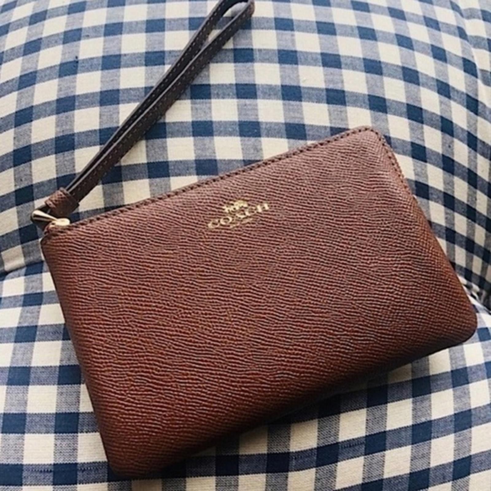 Coach Coach Brown Cross Grain Saffiano Leather Wristlet NWT Size ONE SIZE - 1 Thumbnail