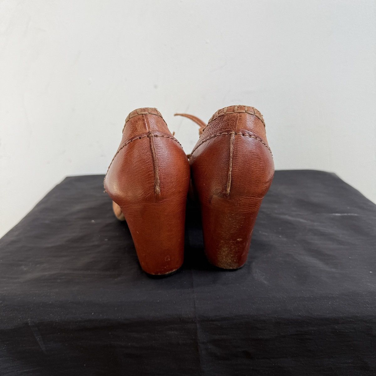 A.S.98 A.S.98 Avant Garde Tan Brown Leather Lace Up Heeled Oxfords Size US 8 / IT 38 - 9 Thumbnail