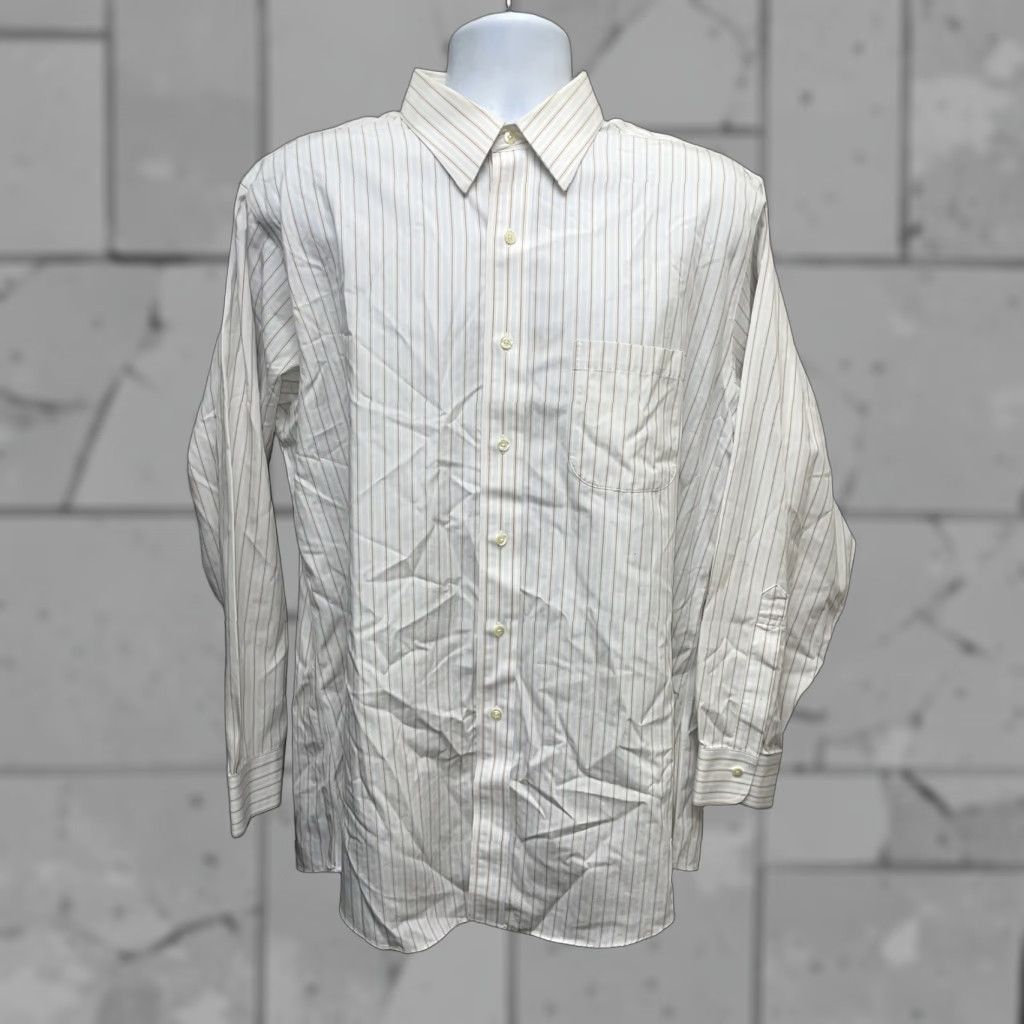 Brooks Brothers Brooks Brothers Slim Fit White Striped Button Down Non-Iron Shirt Mens L Size US L / EU 52-54 / 3 - 1 Thumbnail