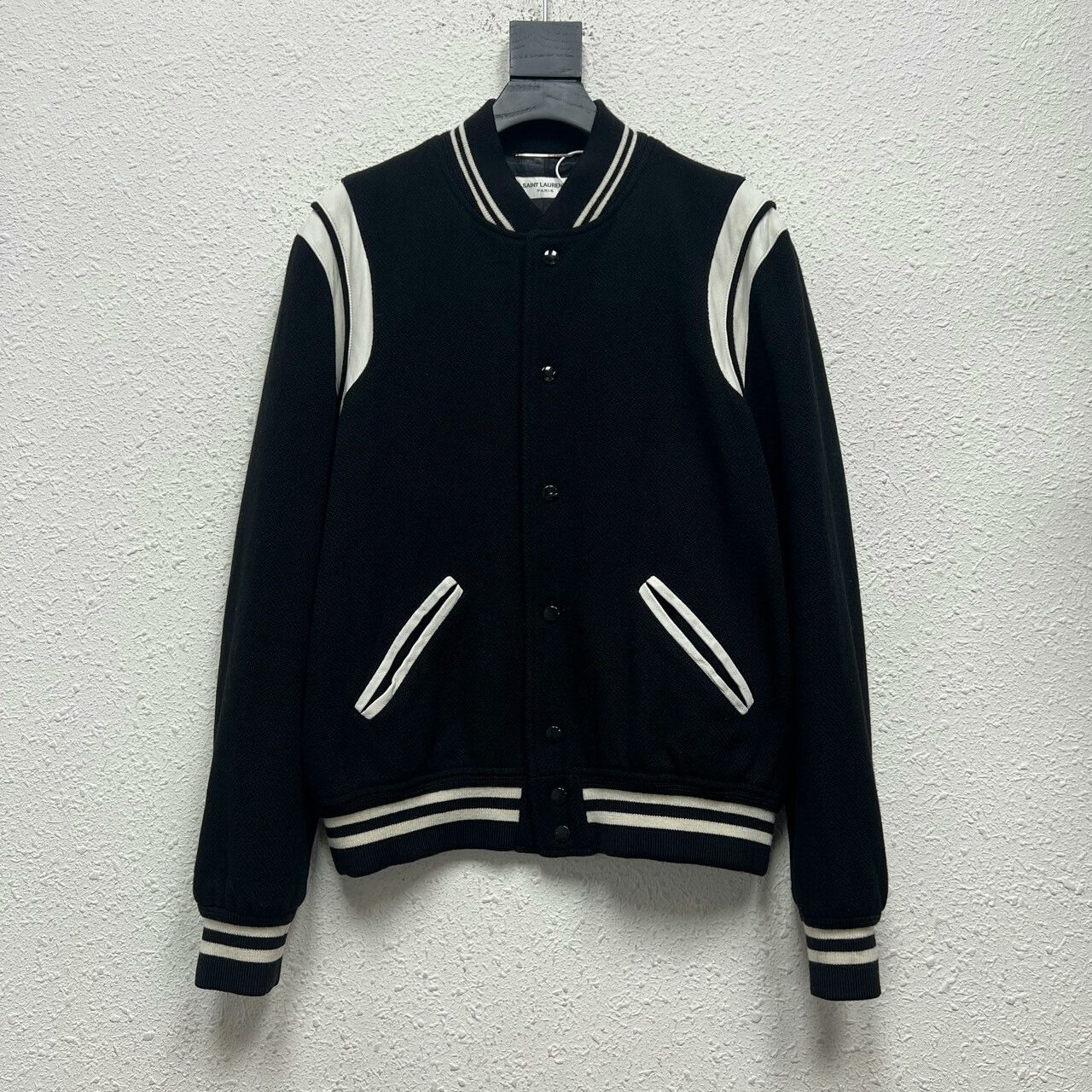 Saint Laurent Paris black and white wool baseball jacket for men Size US L / EU 52-54 / 3 - 1 Thumbnail