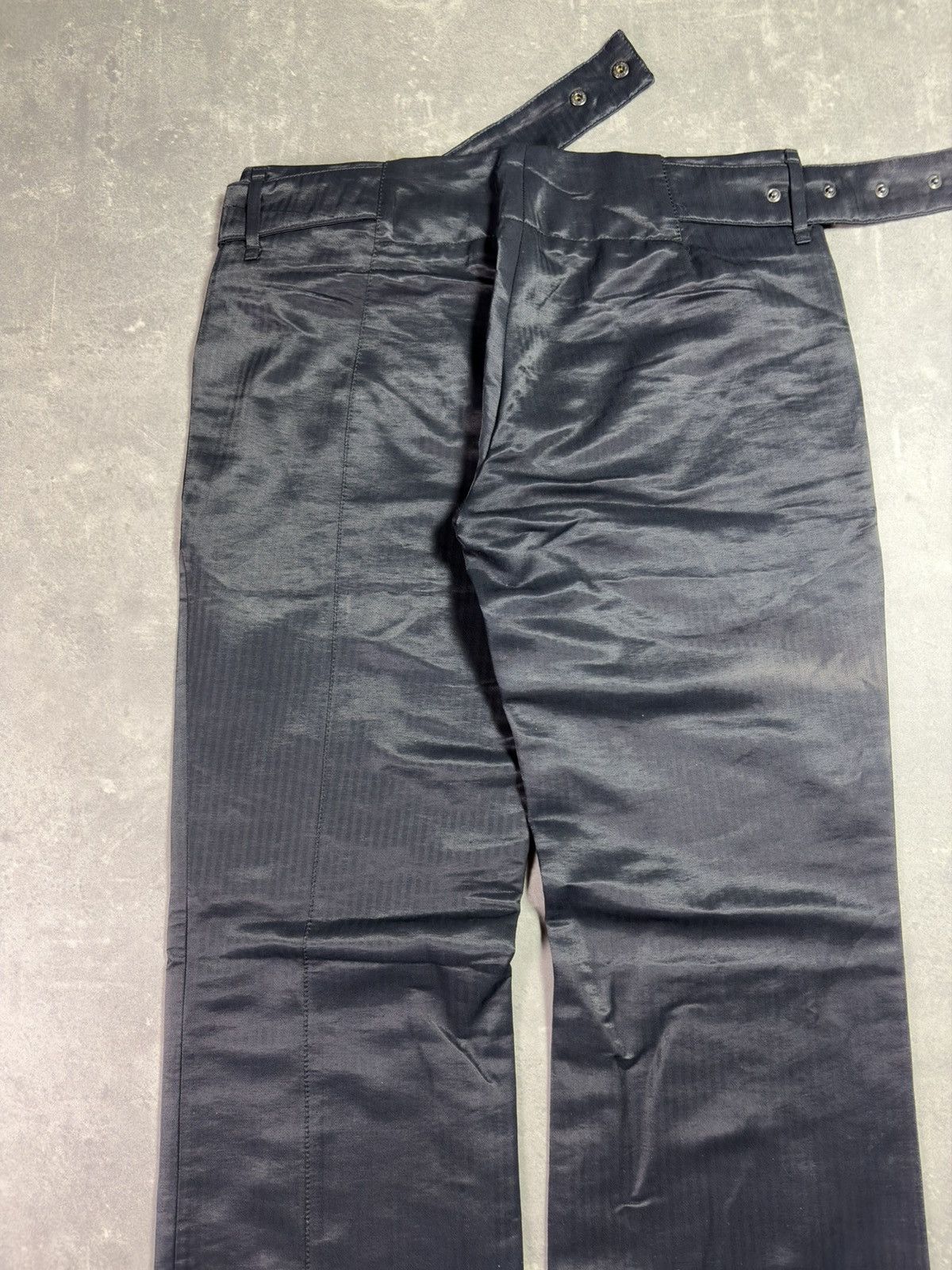 Dirk Bikkembergs 00s Dirk Bikkembergs Wide Leg Striped Belted Pants Flared 48 Size US 32 / EU 48 - 11 Thumbnail