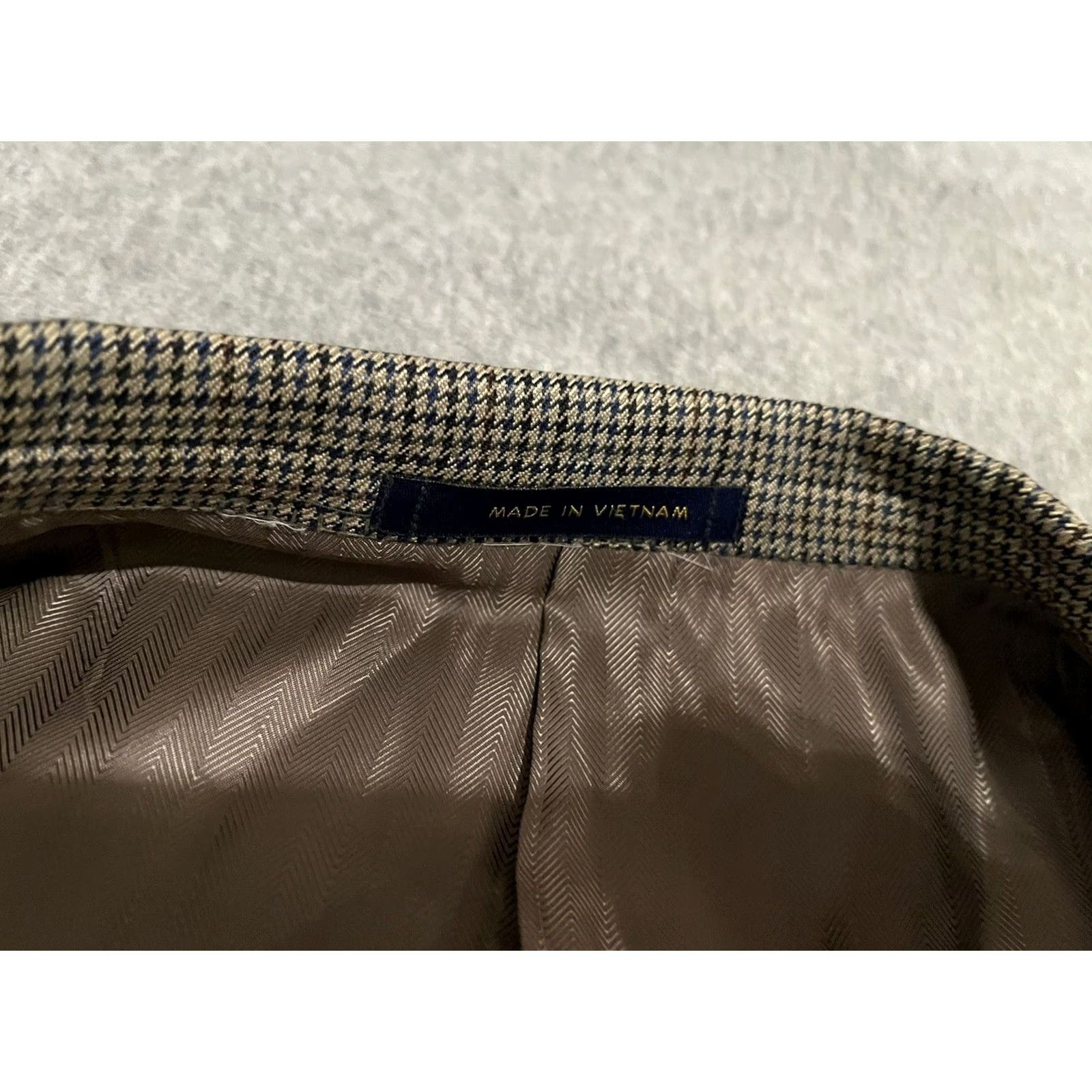 Club Room Club Room Blazer Jacket Sport Coat Silk Wool Cashmere Houndstooth Mens 48R Brown 2-Button Modern Fit Size 48R - 6 Thumbnail