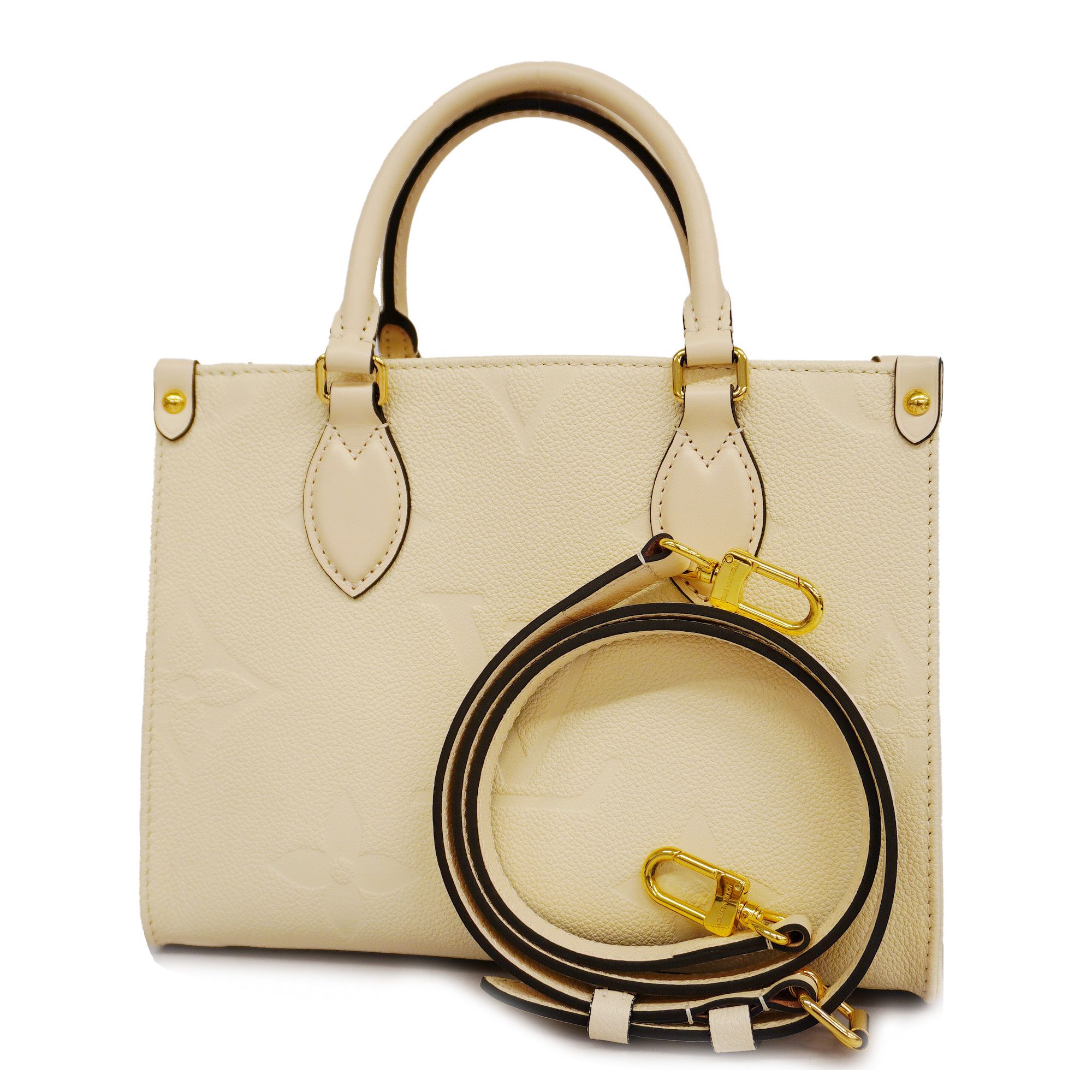 Auth Louis Vuitton Monogram Empreinte 2way Bag On The Go GM Claim M45372