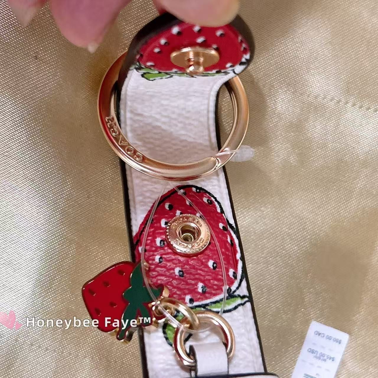 Coach Trigger Snap Bag Charm With Strawberry Print CAO45 Size ONE SIZE - 4 Thumbnail